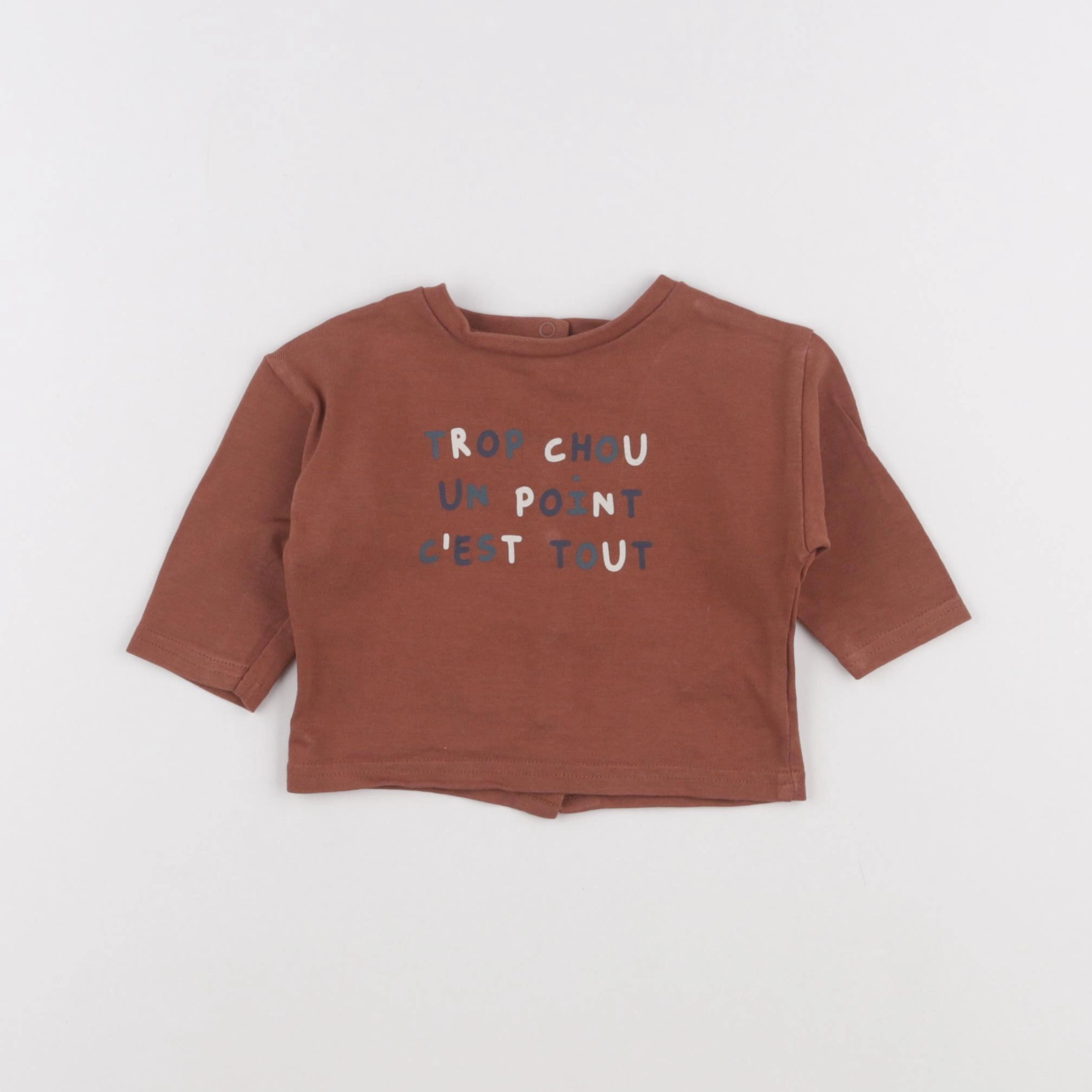 Vertbaudet - tee-shirt marron - 3 mois
