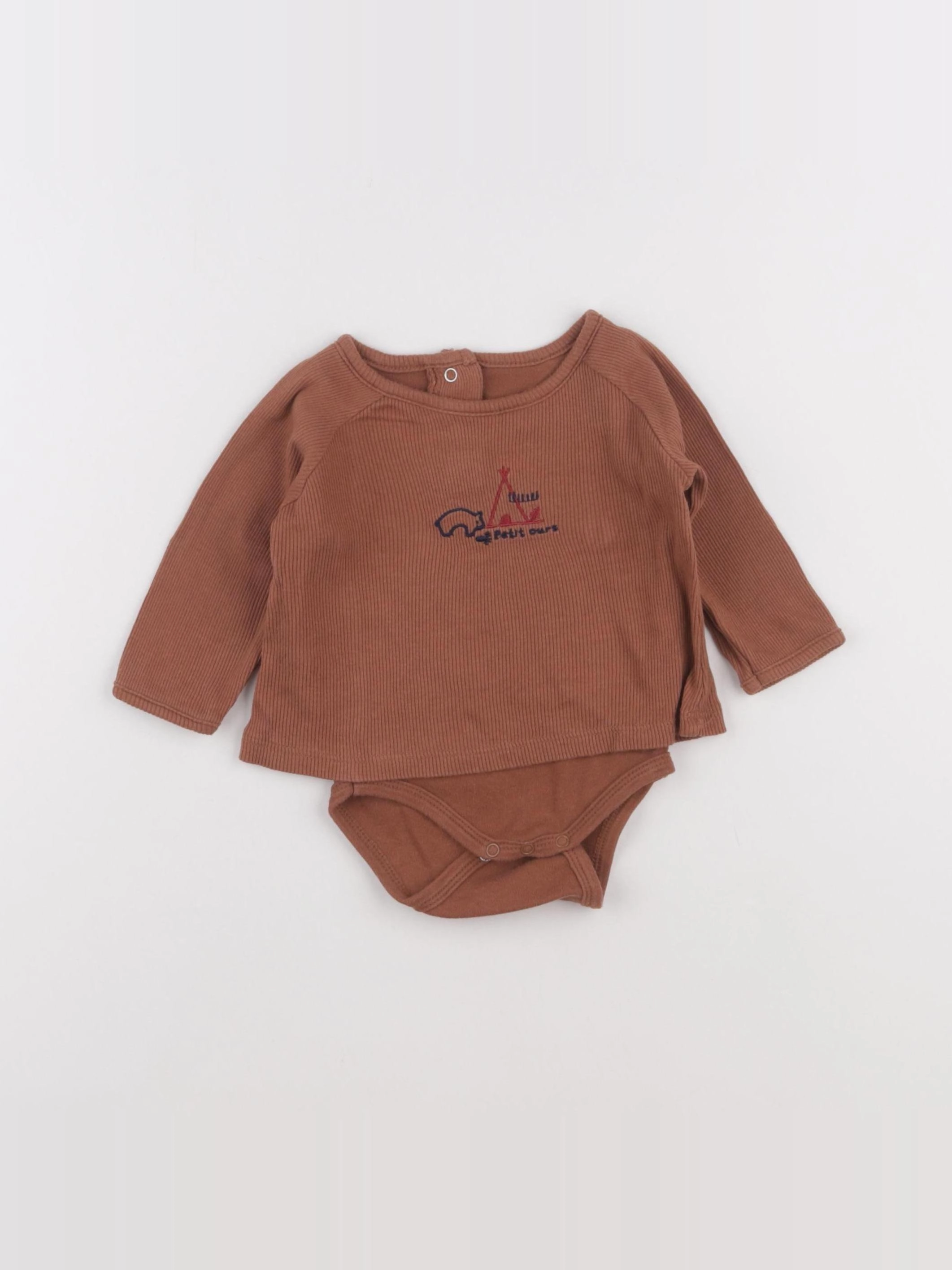 Vertbaudet - body tee-shirt marron - 3 mois