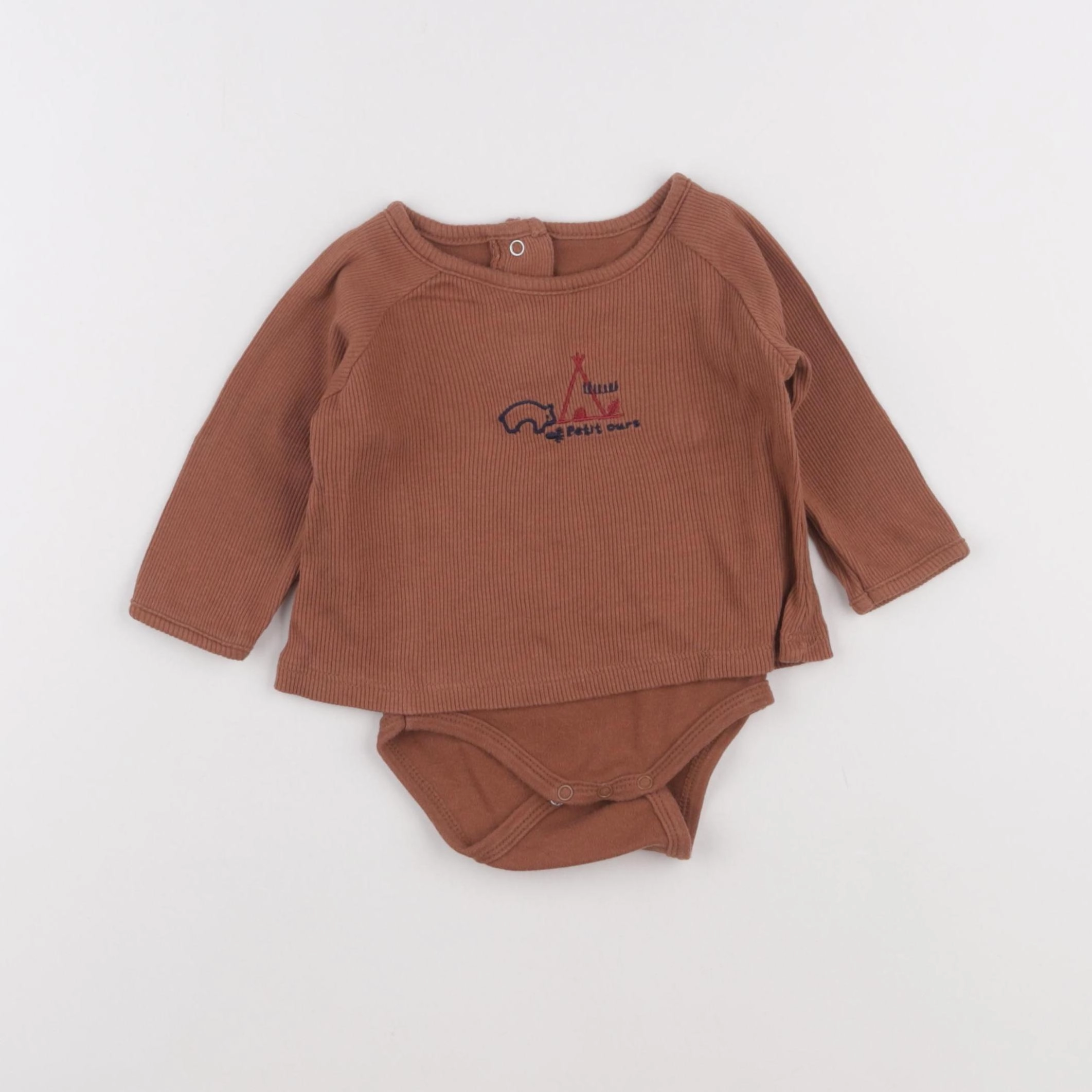 Vertbaudet - body tee-shirt marron - 3 mois