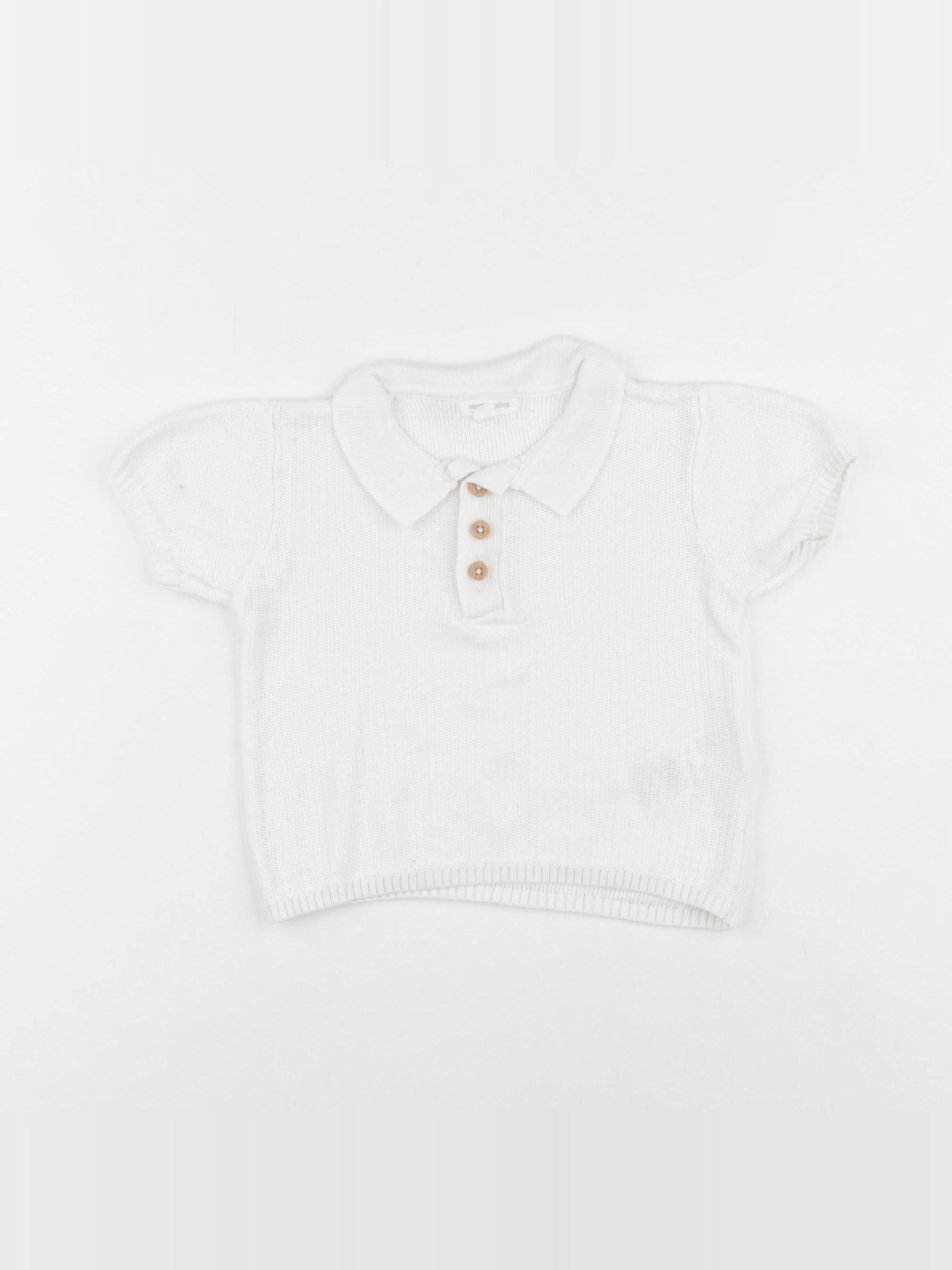 Vertbaudet - polo blanc - 9 mois