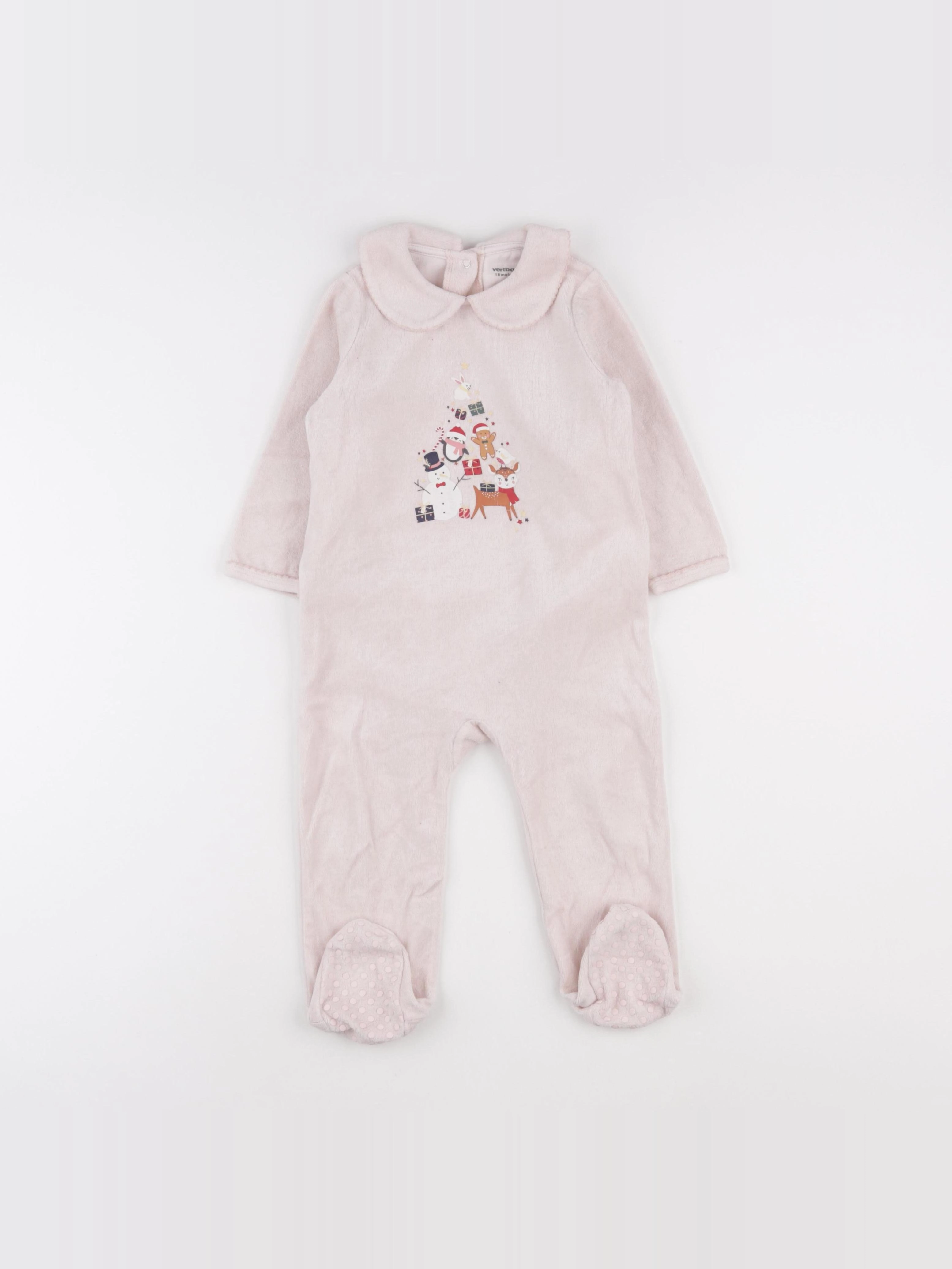 Vertbaudet - pyjama velours rose - 18 mois