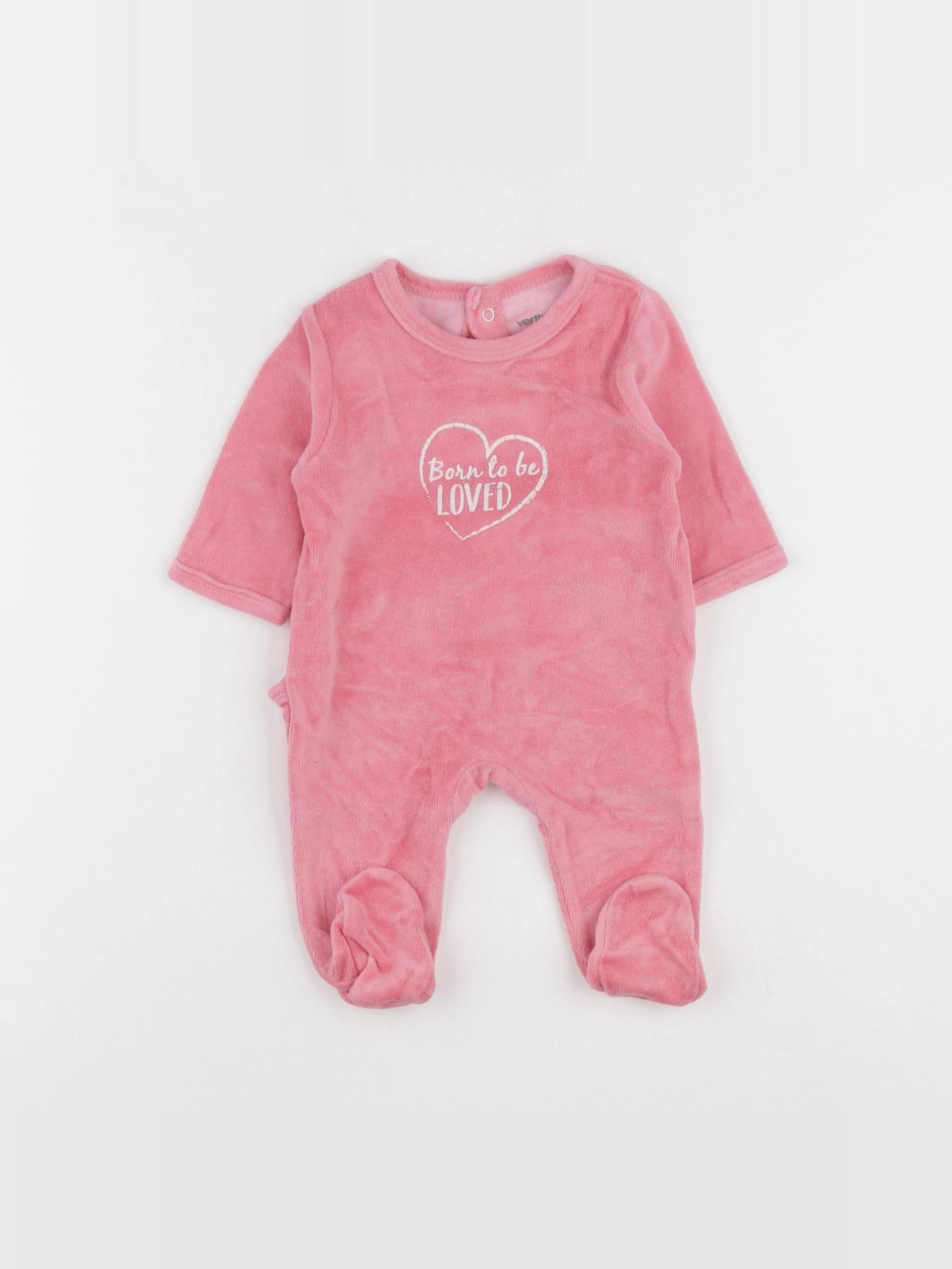 Vertbaudet - pyjama velours rose - 1 mois