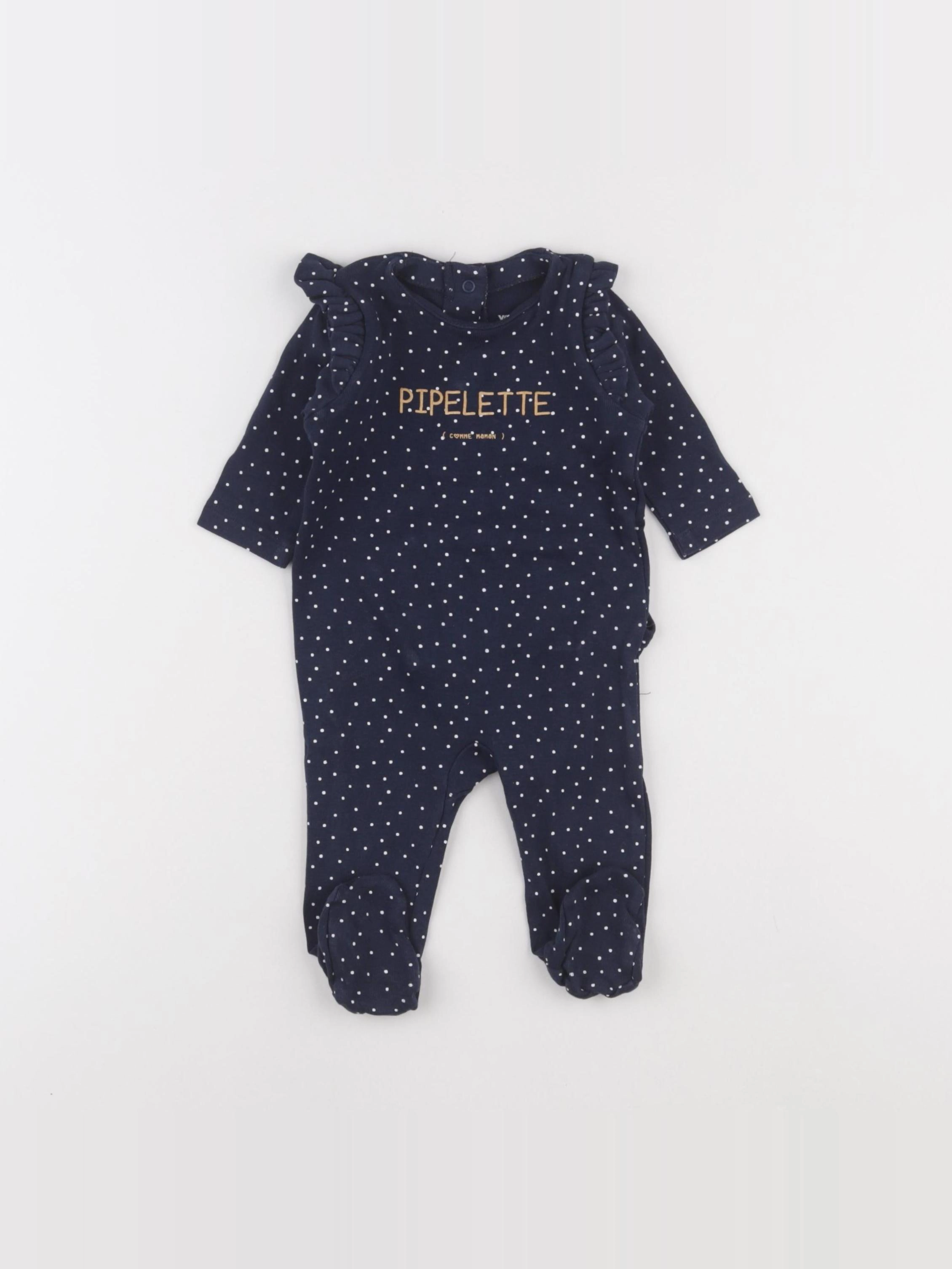 Vertbaudet - pyjama coton bleu - 3 mois