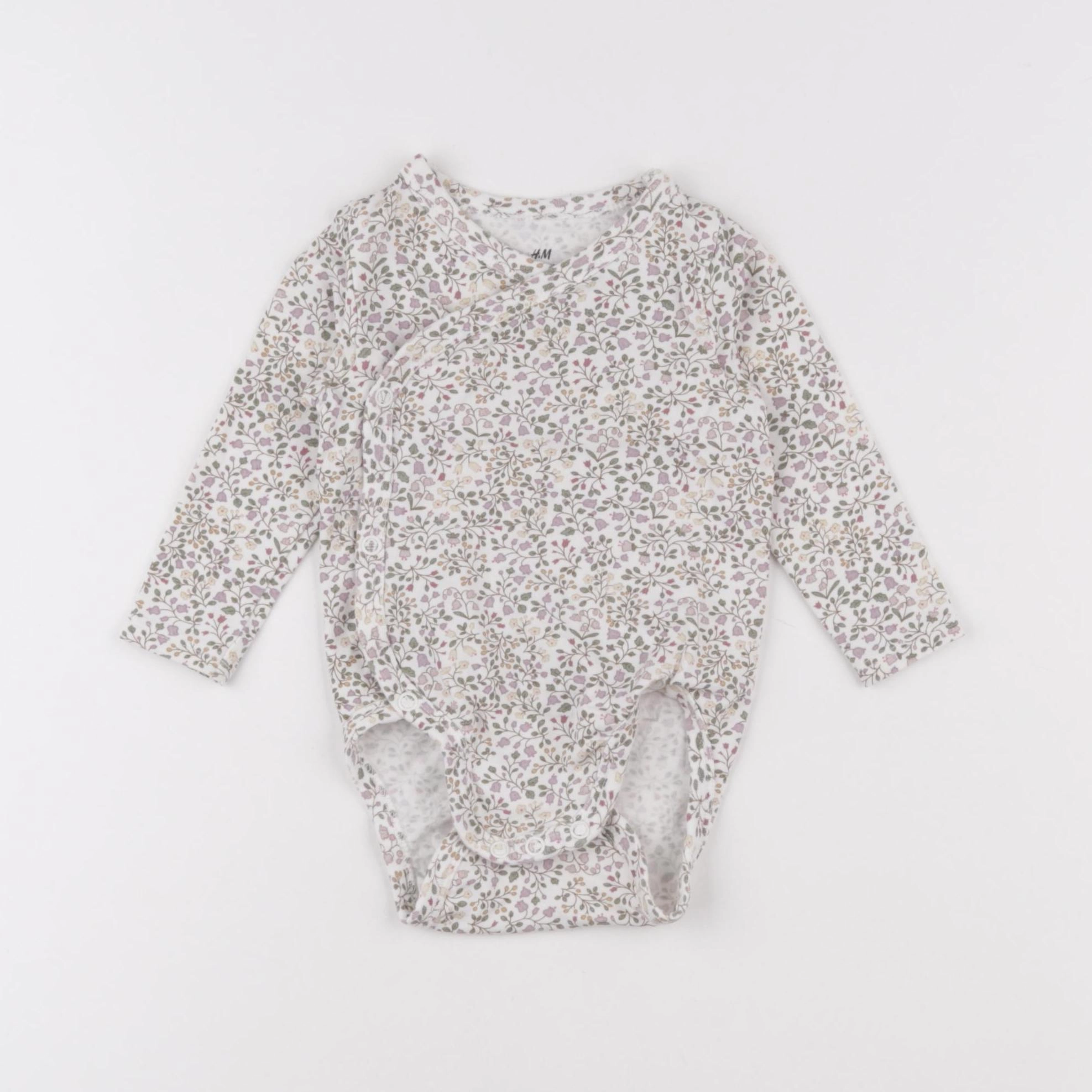 H&M - body blanc, violet - 3/6 mois