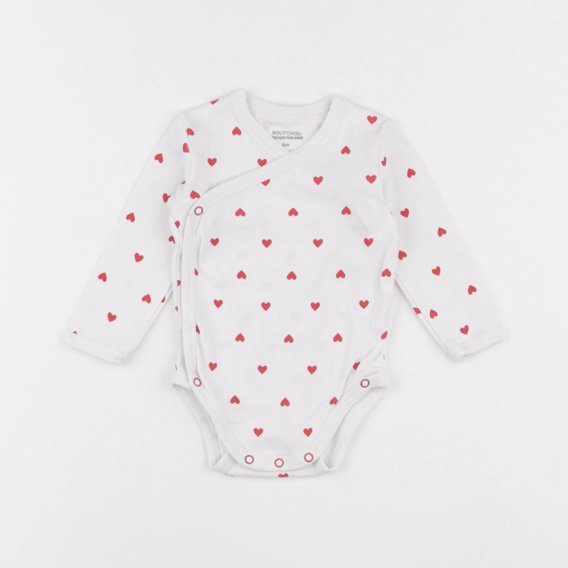 Boutchou - body blanc, rouge - 6 mois