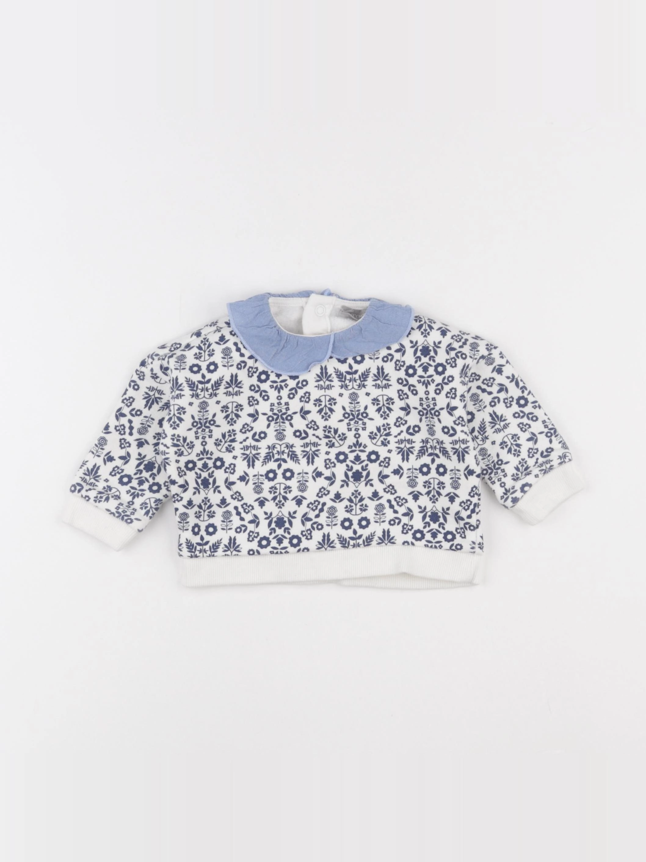 Boutchou - sweat bleu, blanc - 6 mois