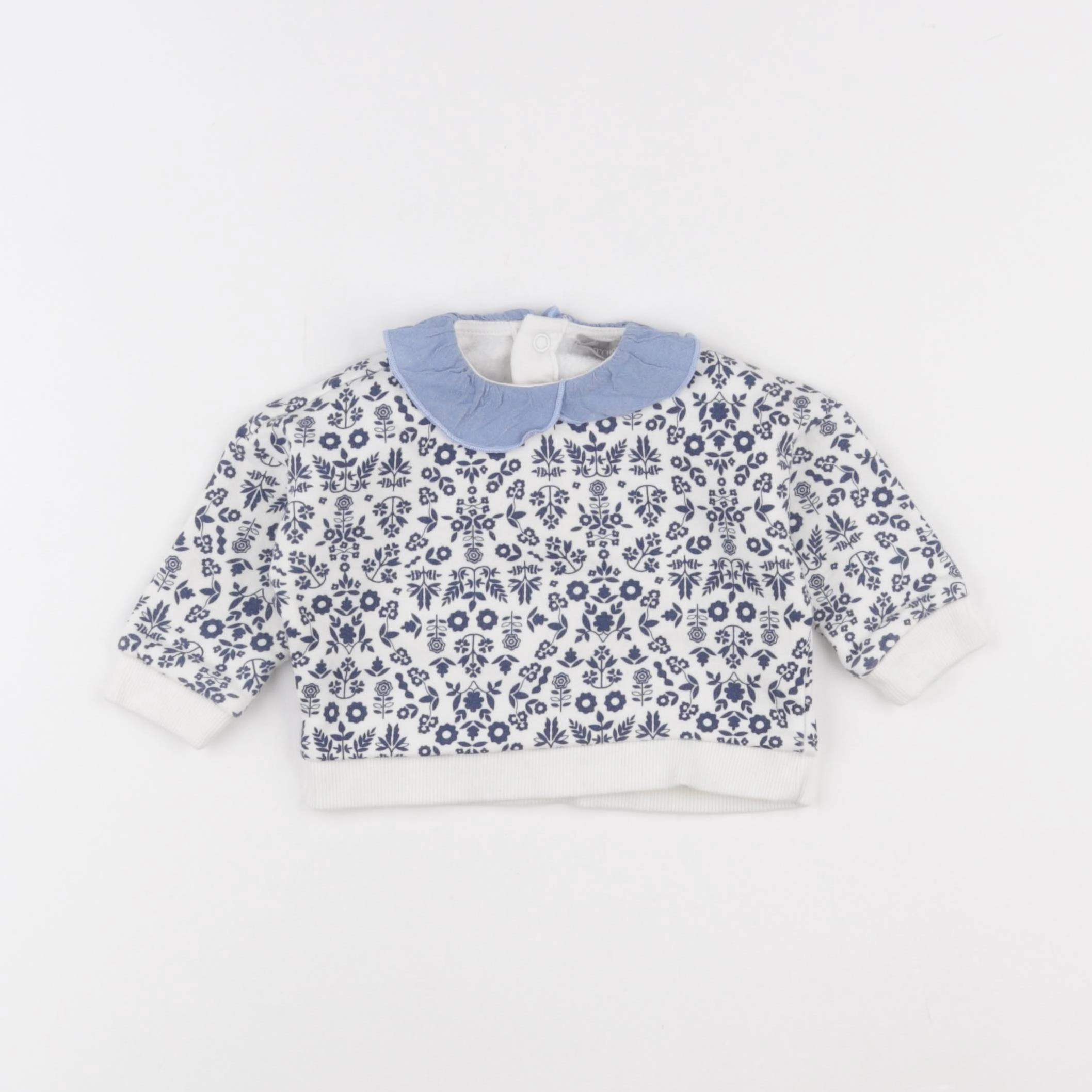 Boutchou - sweat bleu, blanc - 6 mois