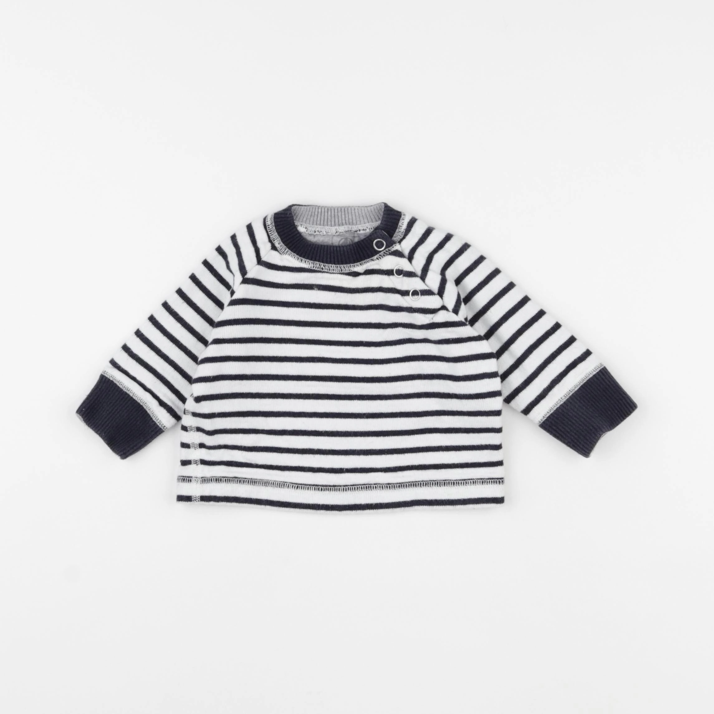 Petit Bateau - sweat bleu, blanc - 3 mois