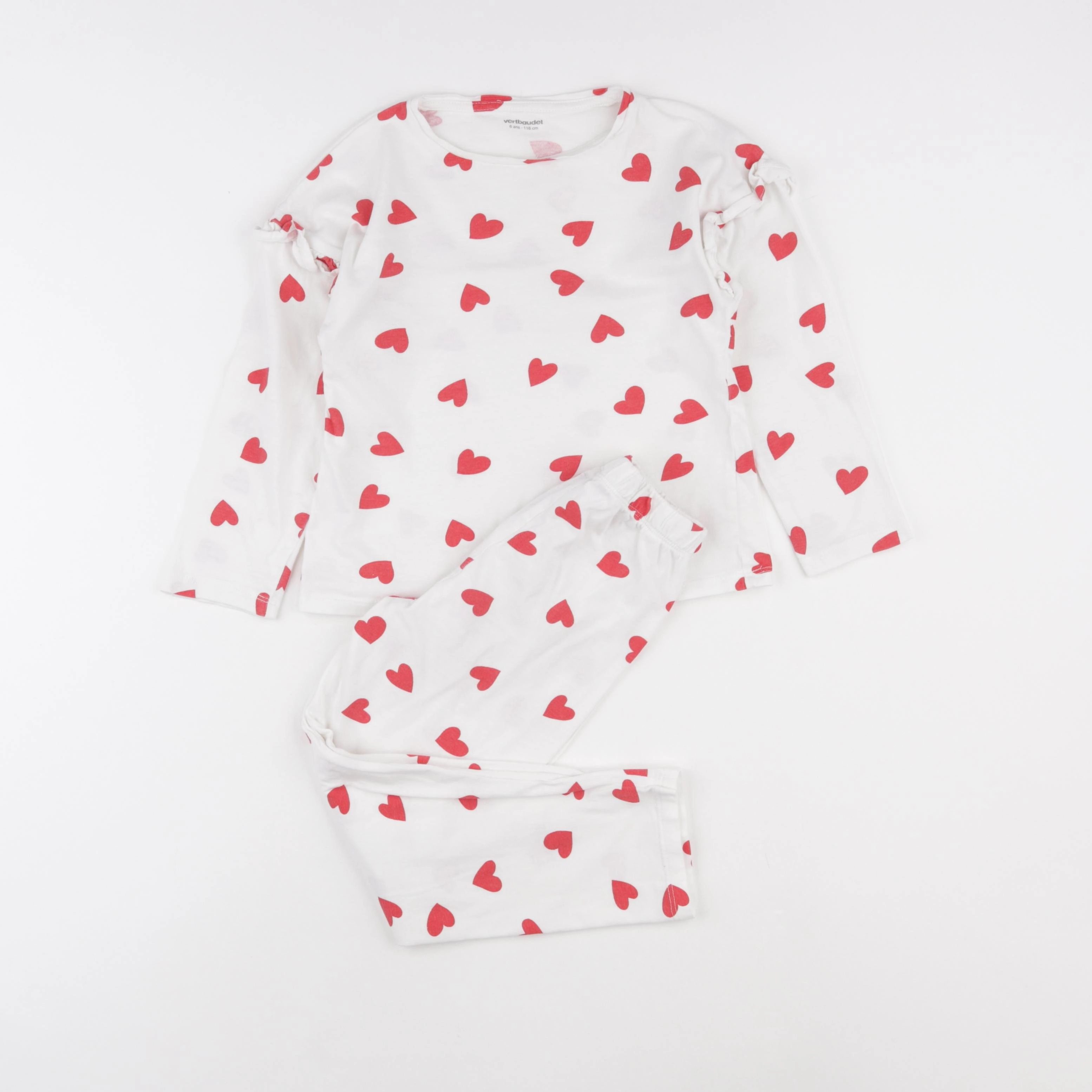 Vertbaudet - pyjama coton blanc, rouge - 6 ans