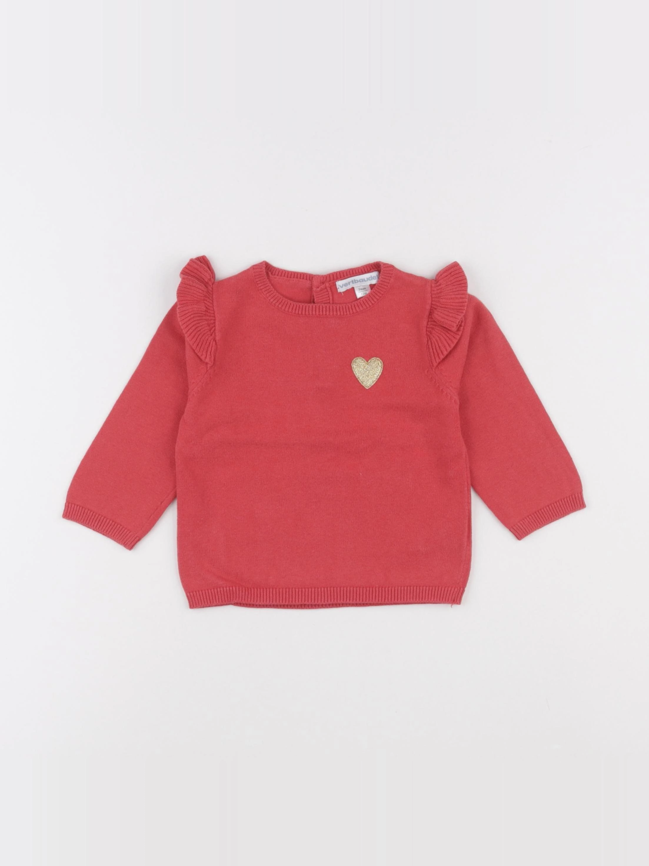 Vertbaudet - pull rouge - 12 mois