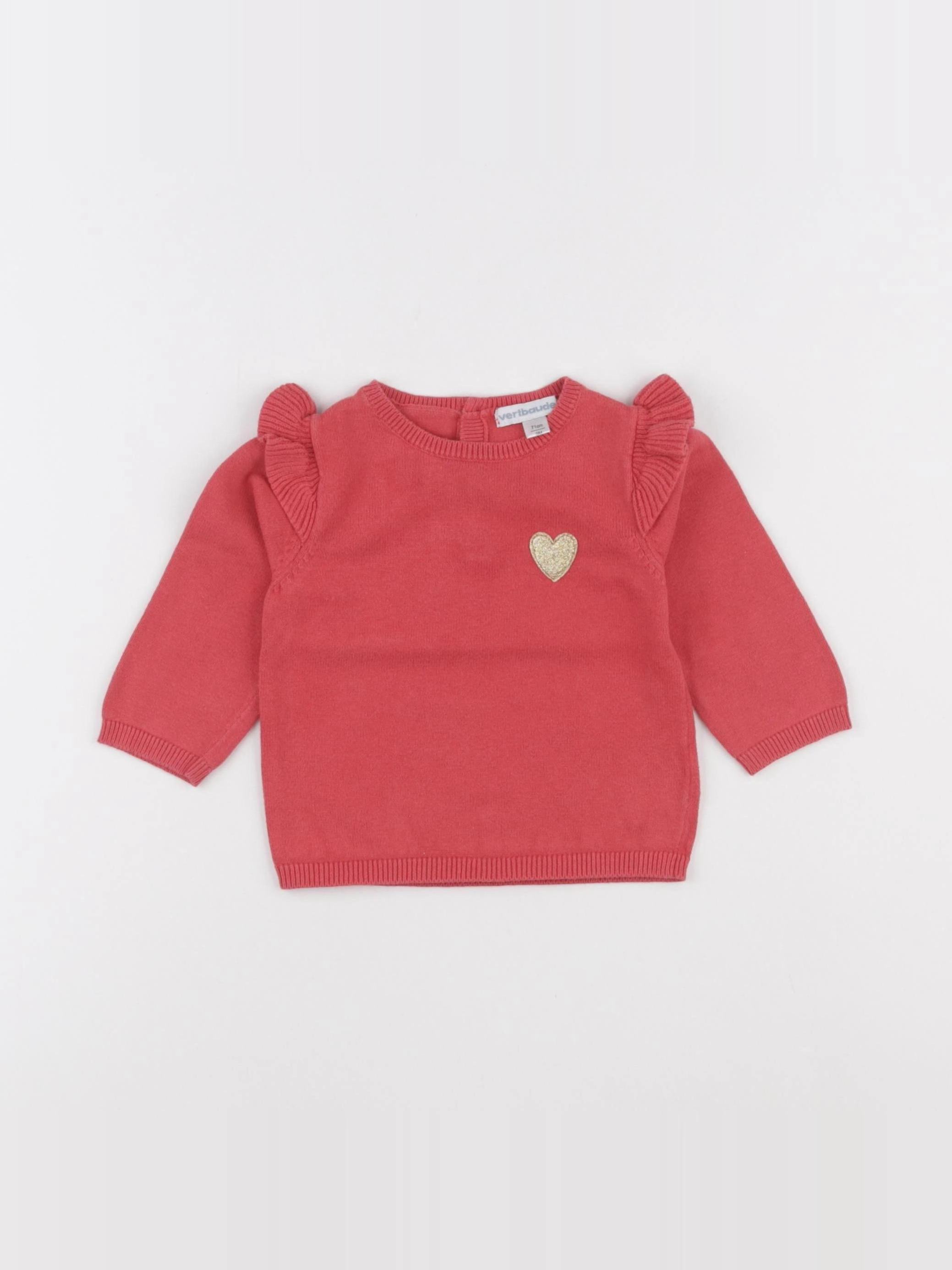 Vertbaudet - pull rouge - 9 mois