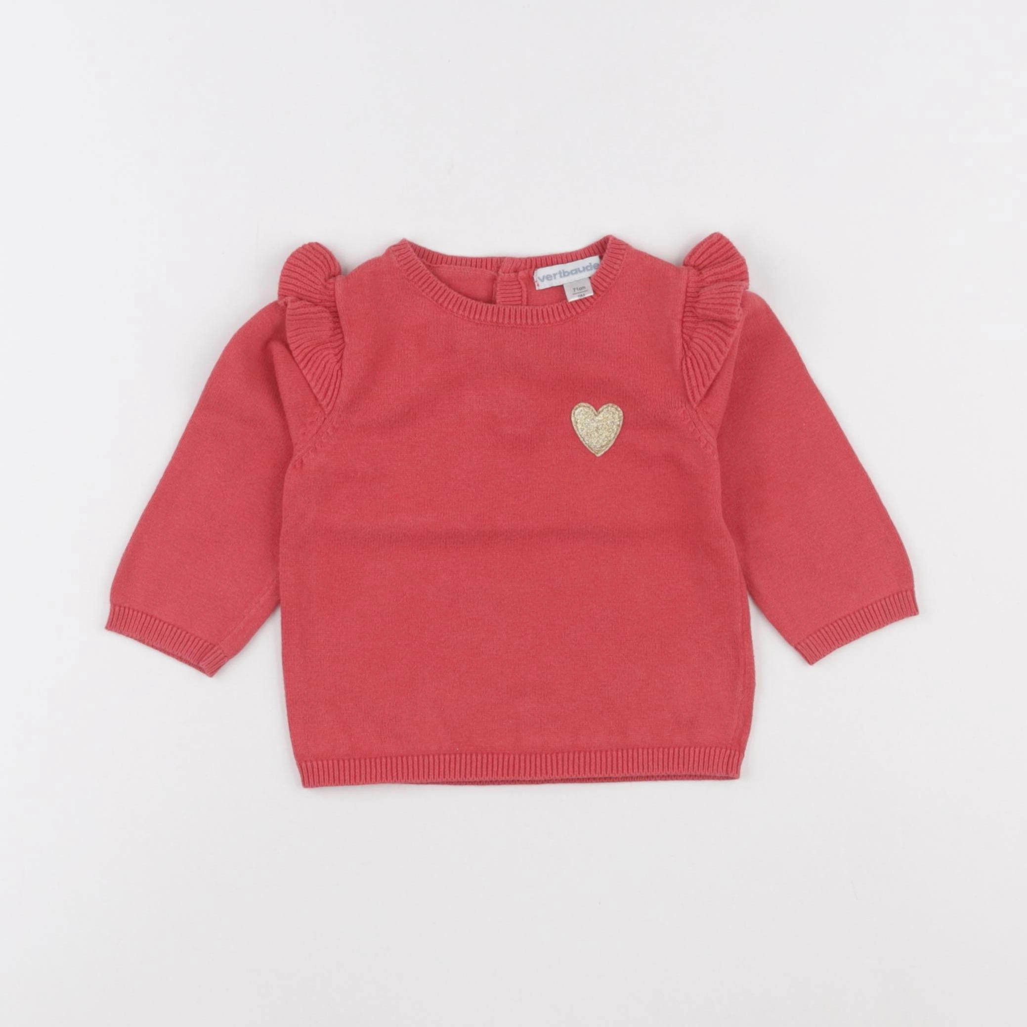 Vertbaudet - pull rouge - 9 mois
