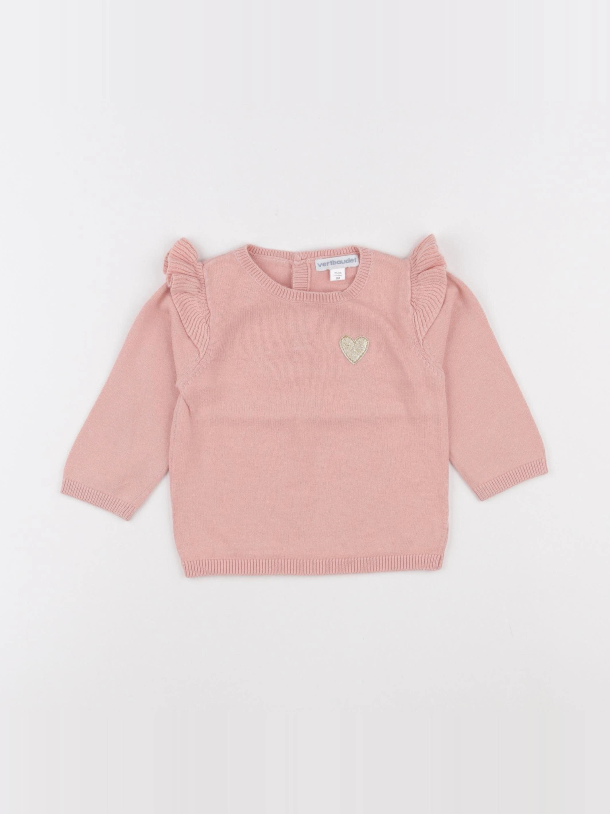 Vertbaudet - pull rose - 9 mois