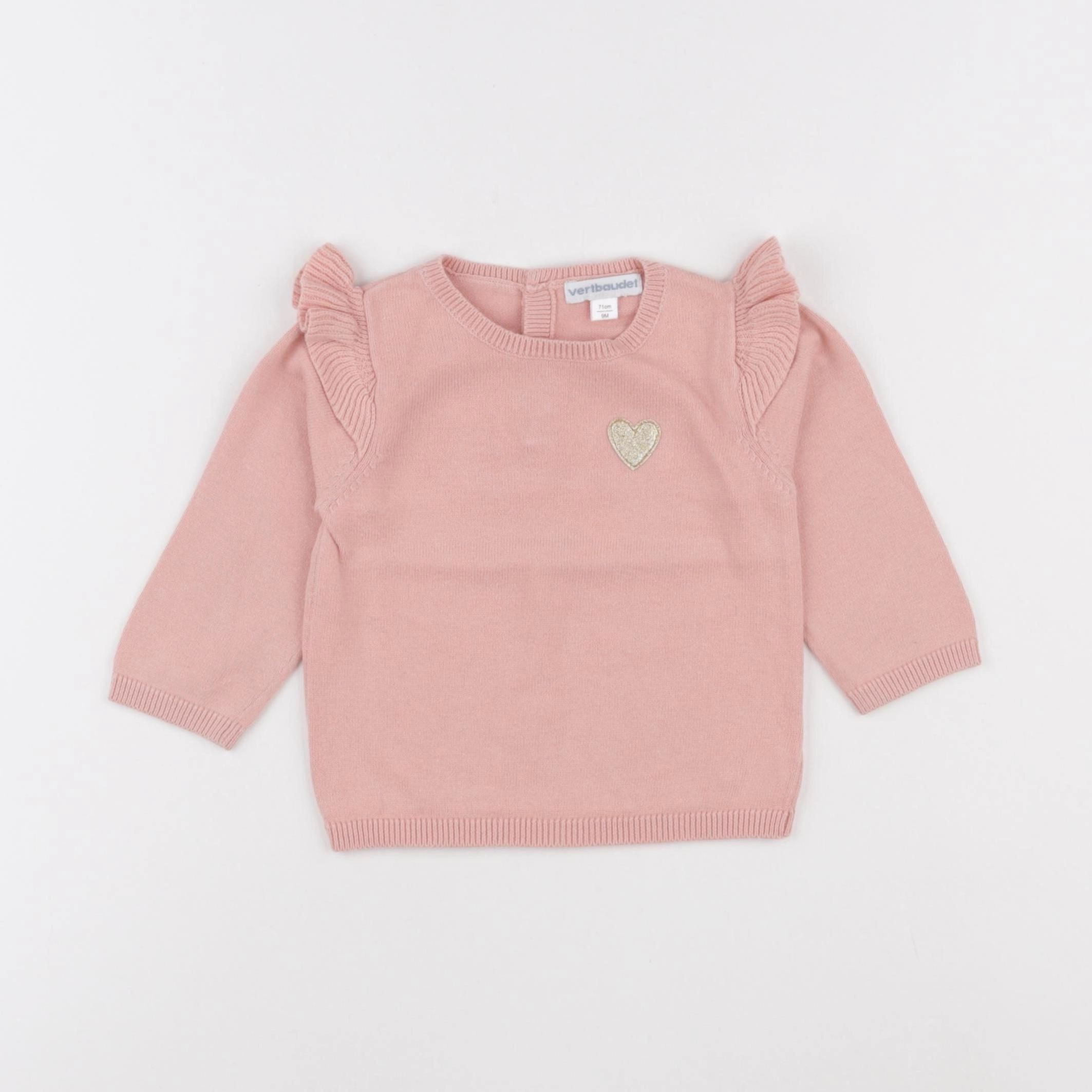 Vertbaudet - pull rose - 9 mois