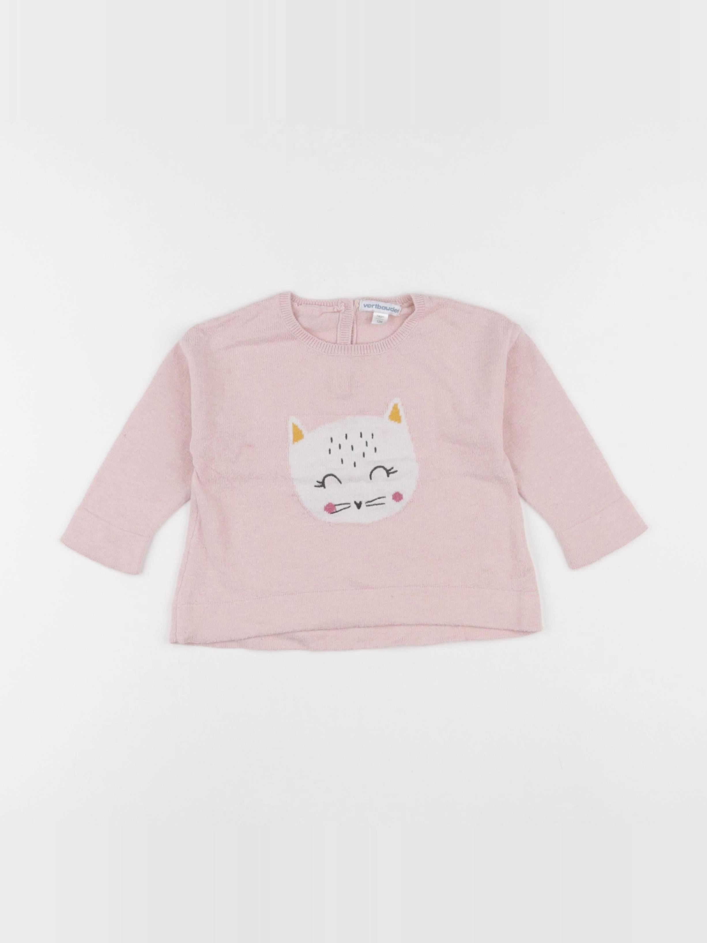 Vertbaudet - pull rose - 12 mois