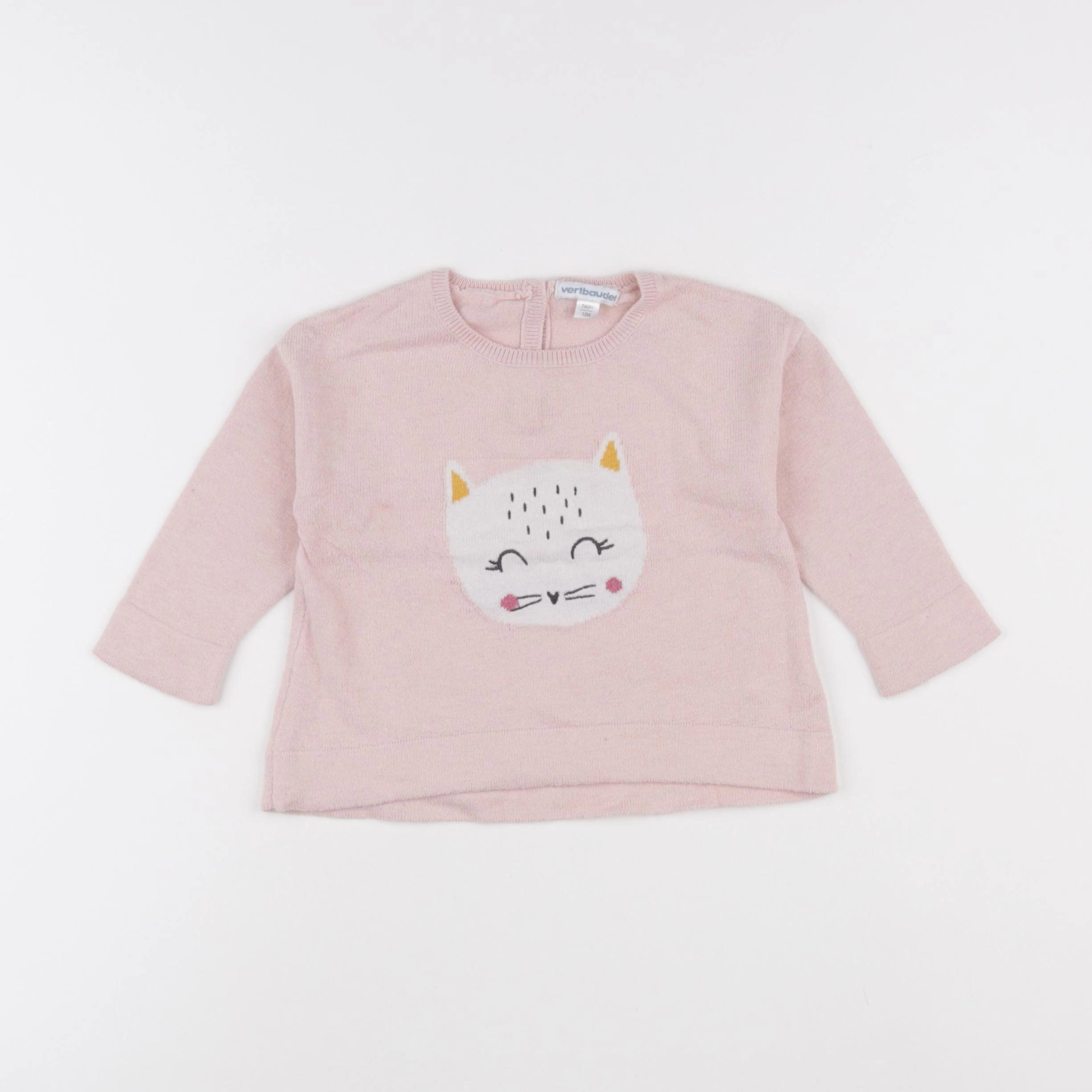 Vertbaudet - pull rose - 12 mois