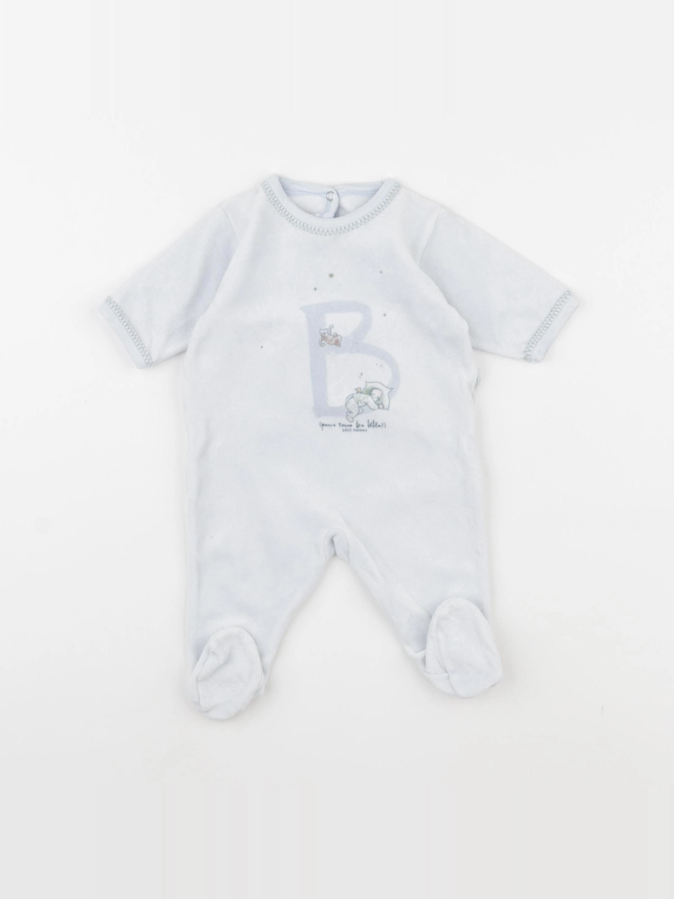 Petit Bateau - pyjama velours bleu - 1 mois
