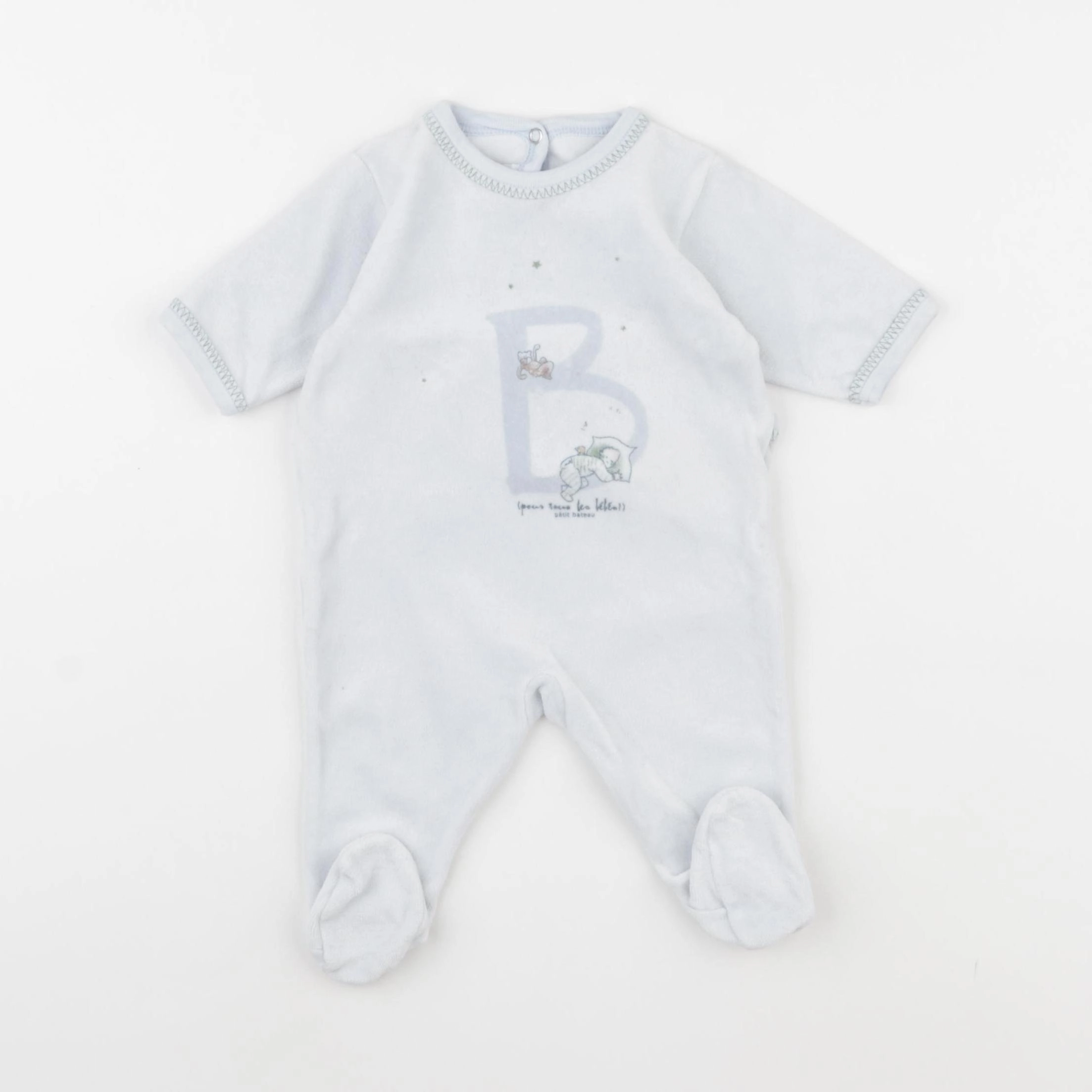 Petit Bateau - pyjama velours bleu - 1 mois