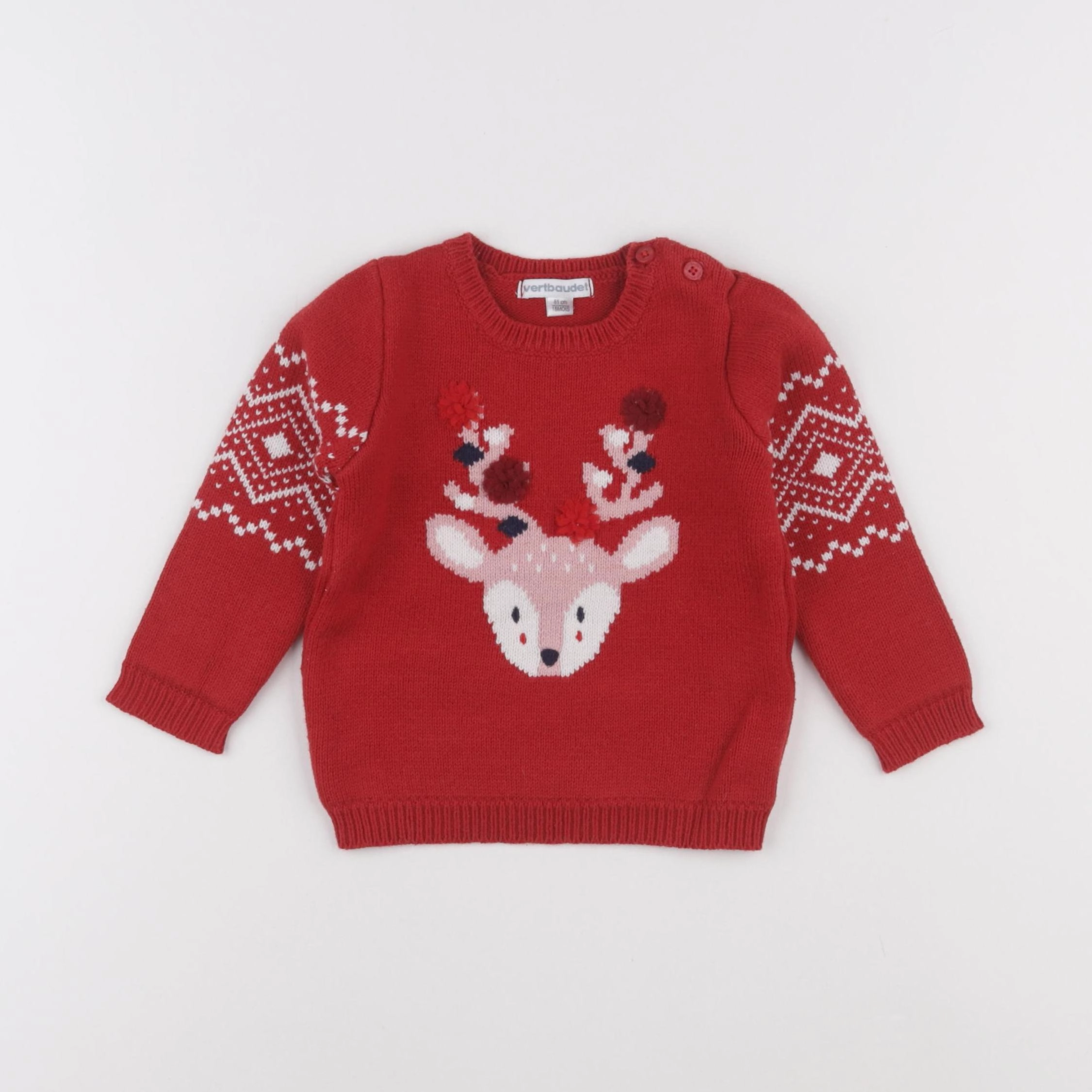 Vertbaudet - pull rouge - 18 mois