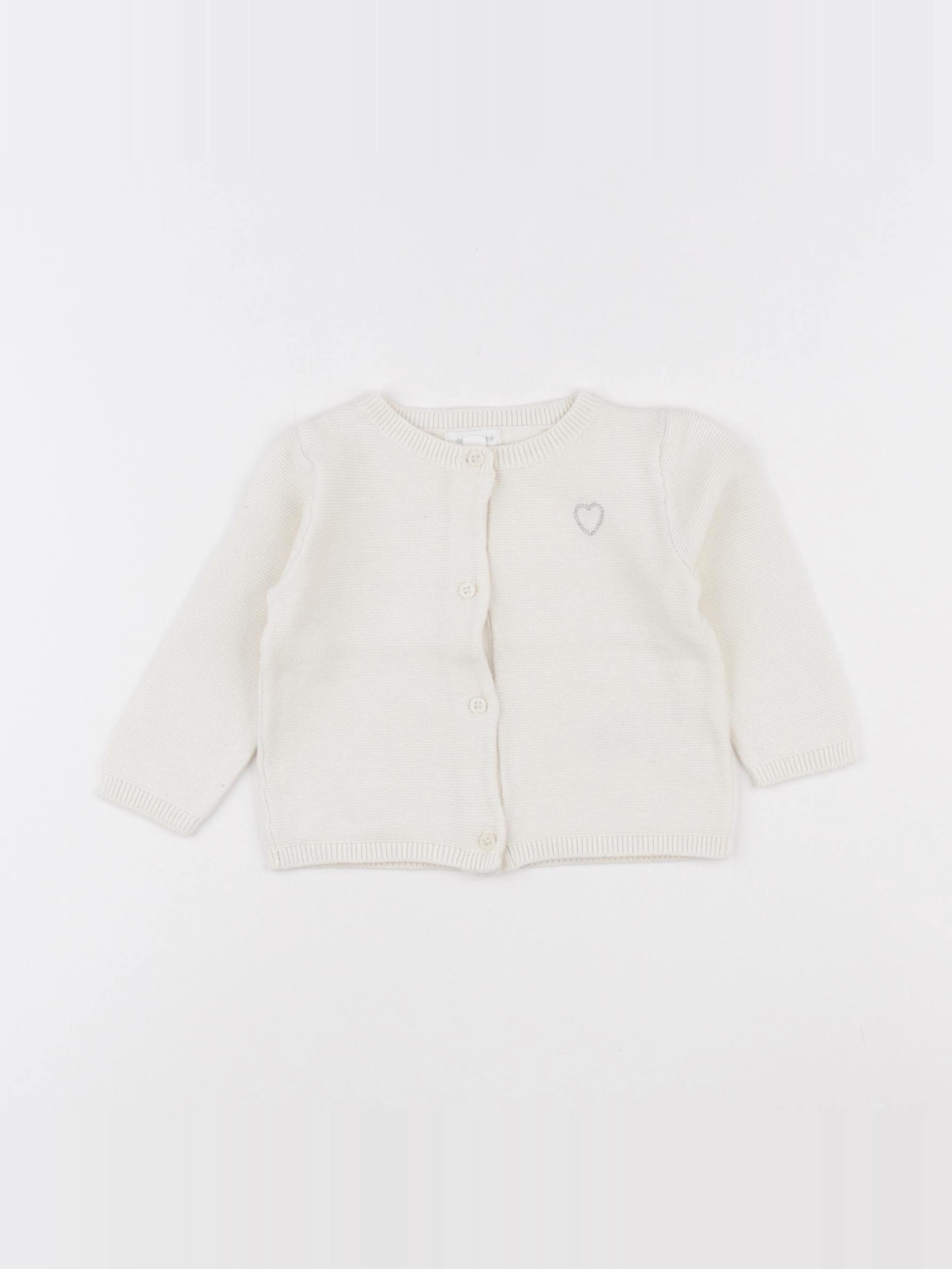 Vertbaudet - gilet blanc - 6 mois