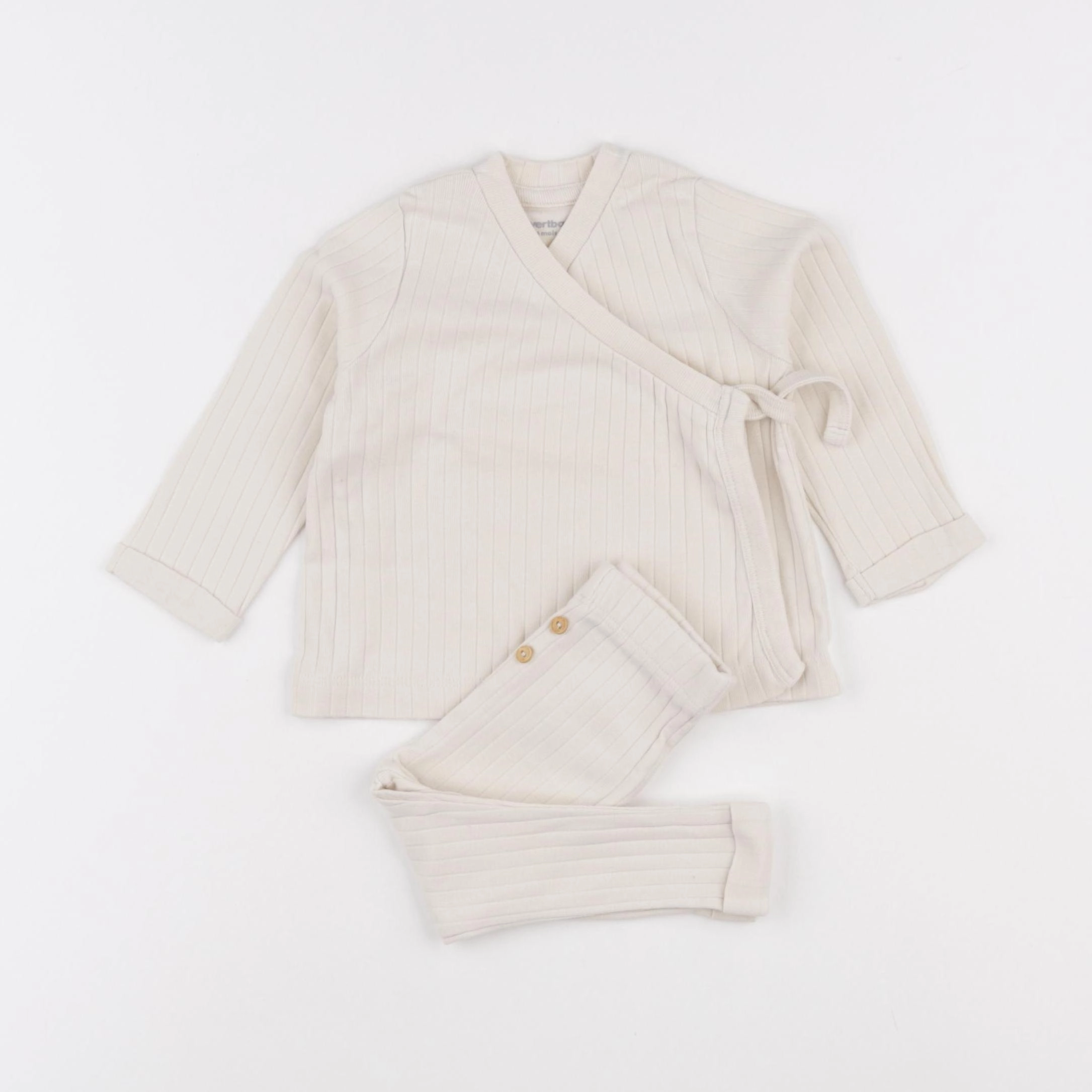 Vertbaudet - ensemble beige - 6 mois