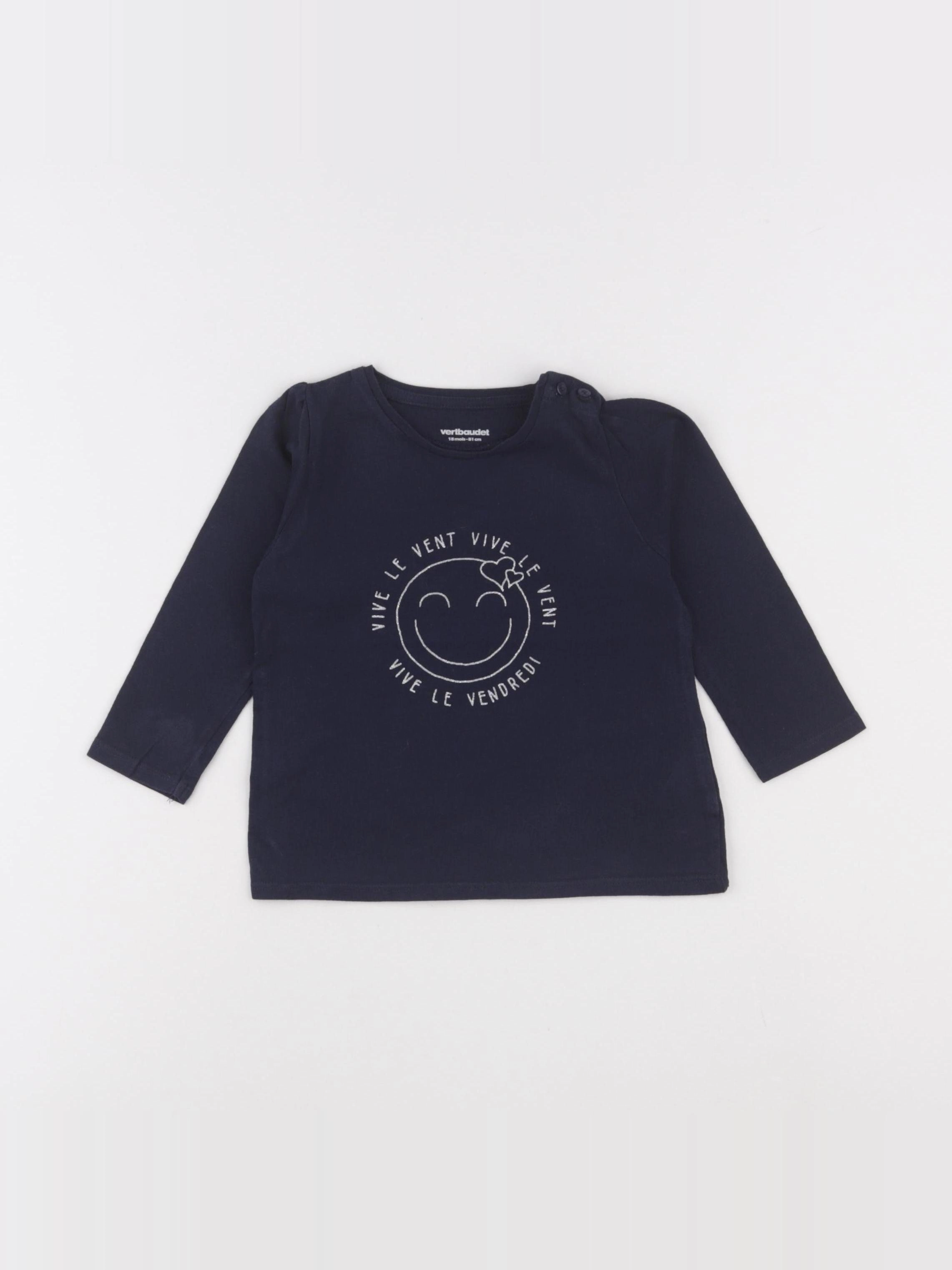 Vertbaudet - tee-shirt bleu, argent - 18 mois