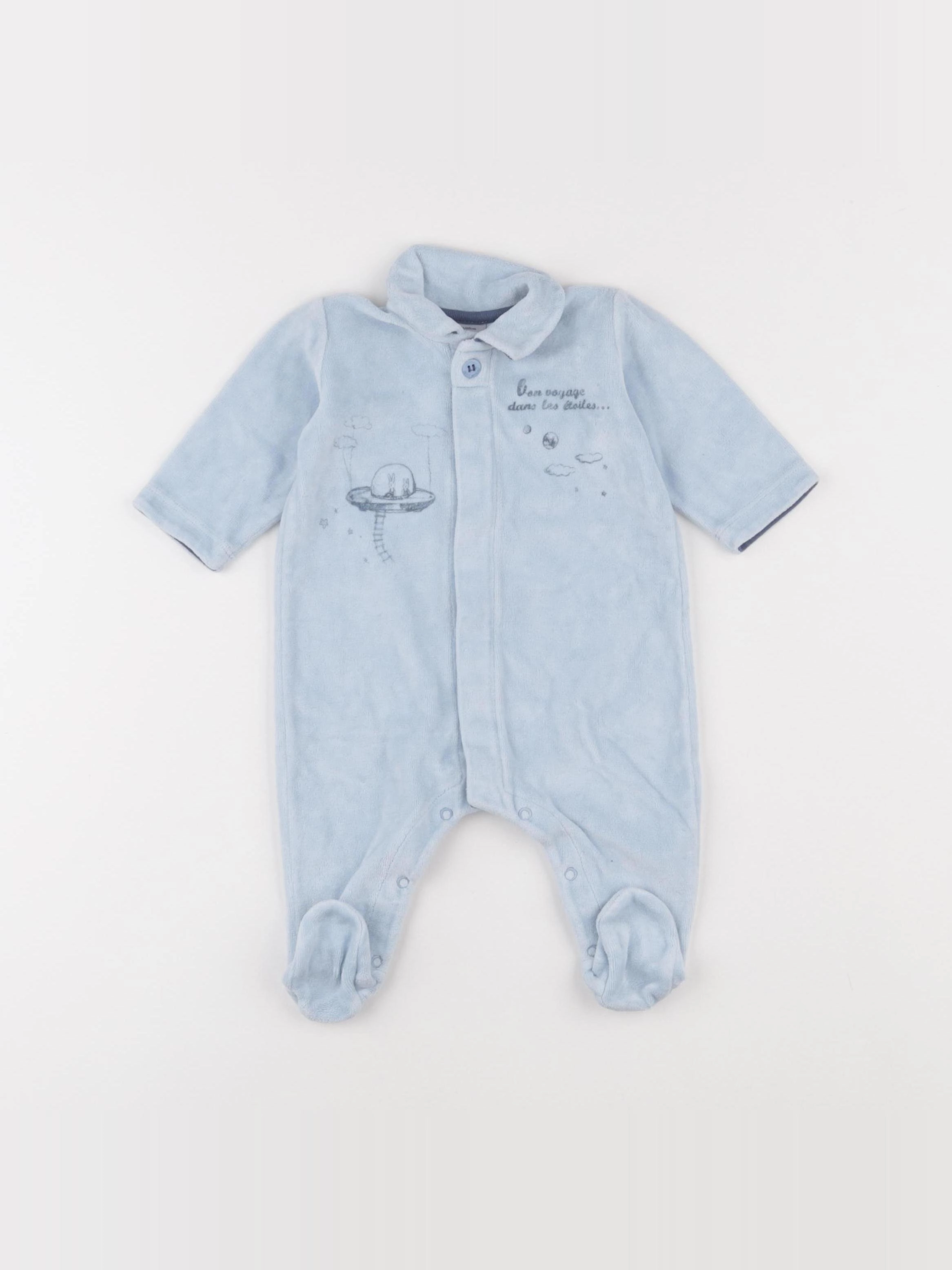Petit Bateau - pyjama velours bleu - 3 mois