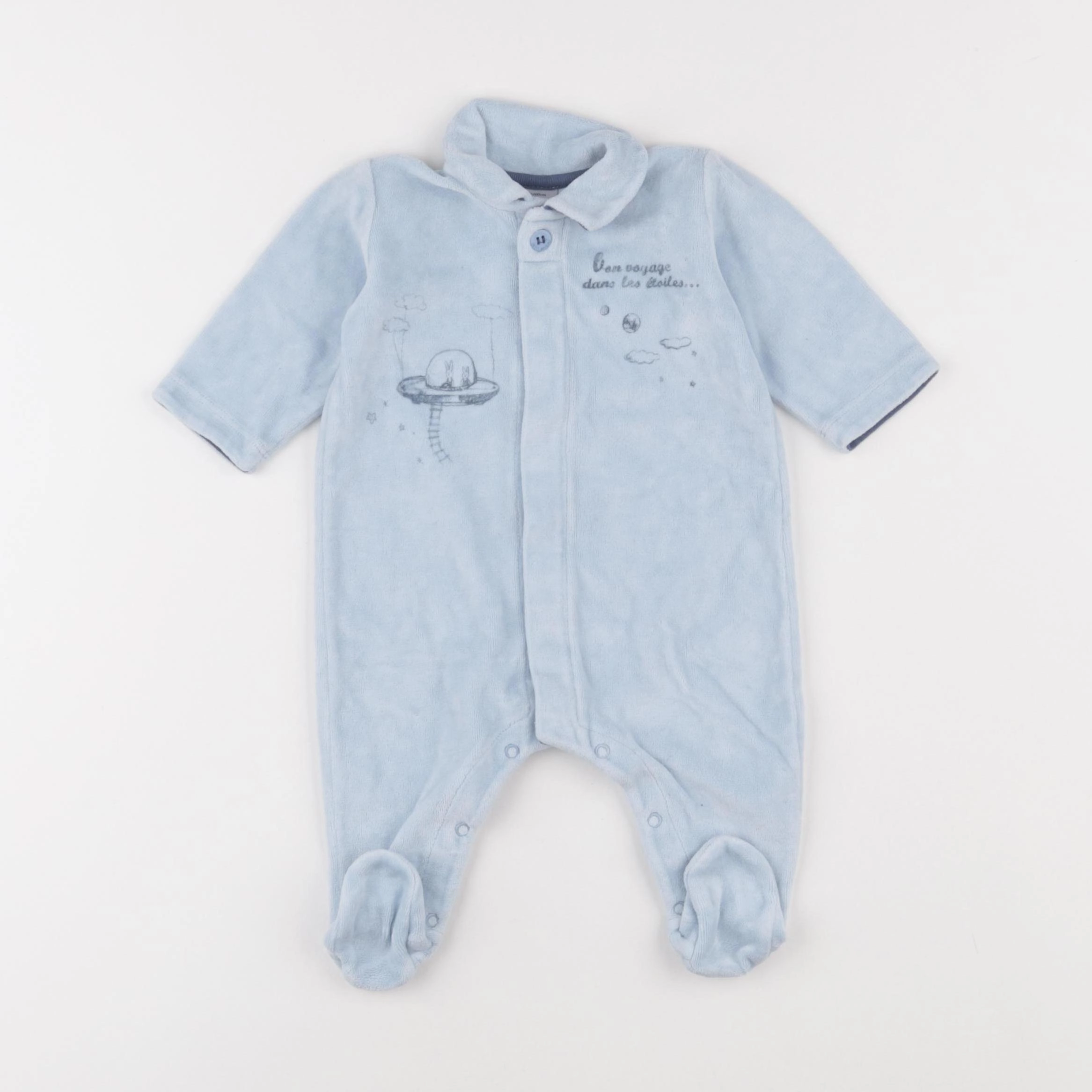 Petit Bateau - pyjama velours bleu - 3 mois