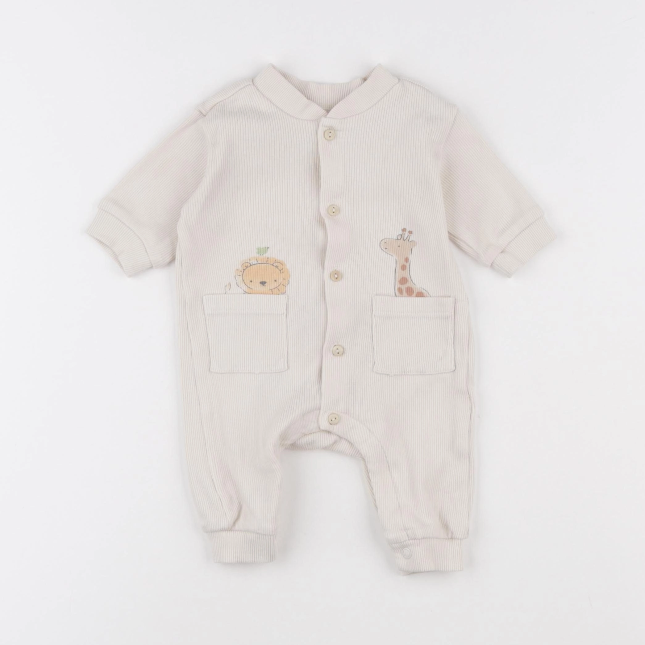 H&M - pyjama coton beige - 0/1 mois