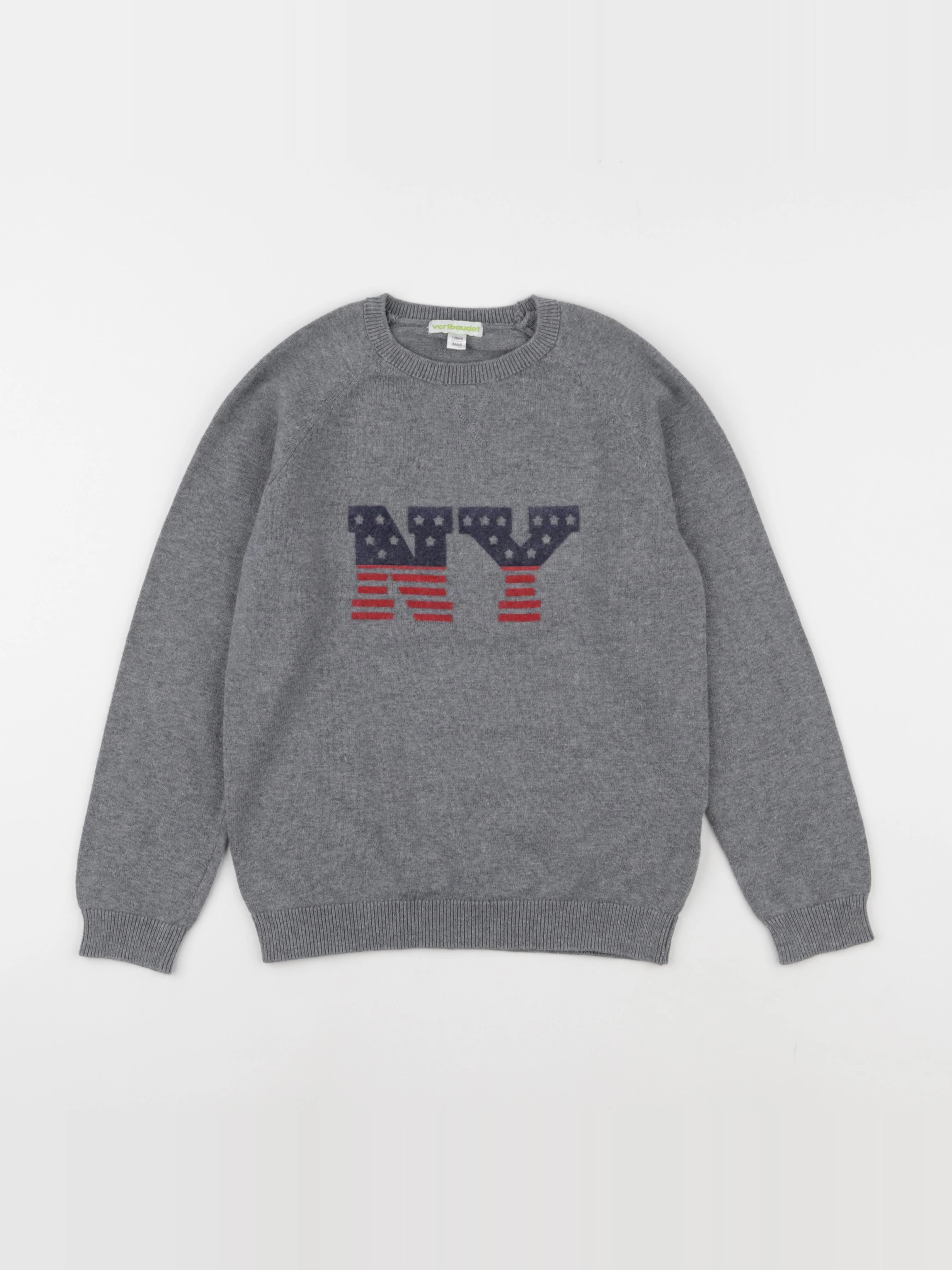 Vertbaudet - pull gris - 8 ans