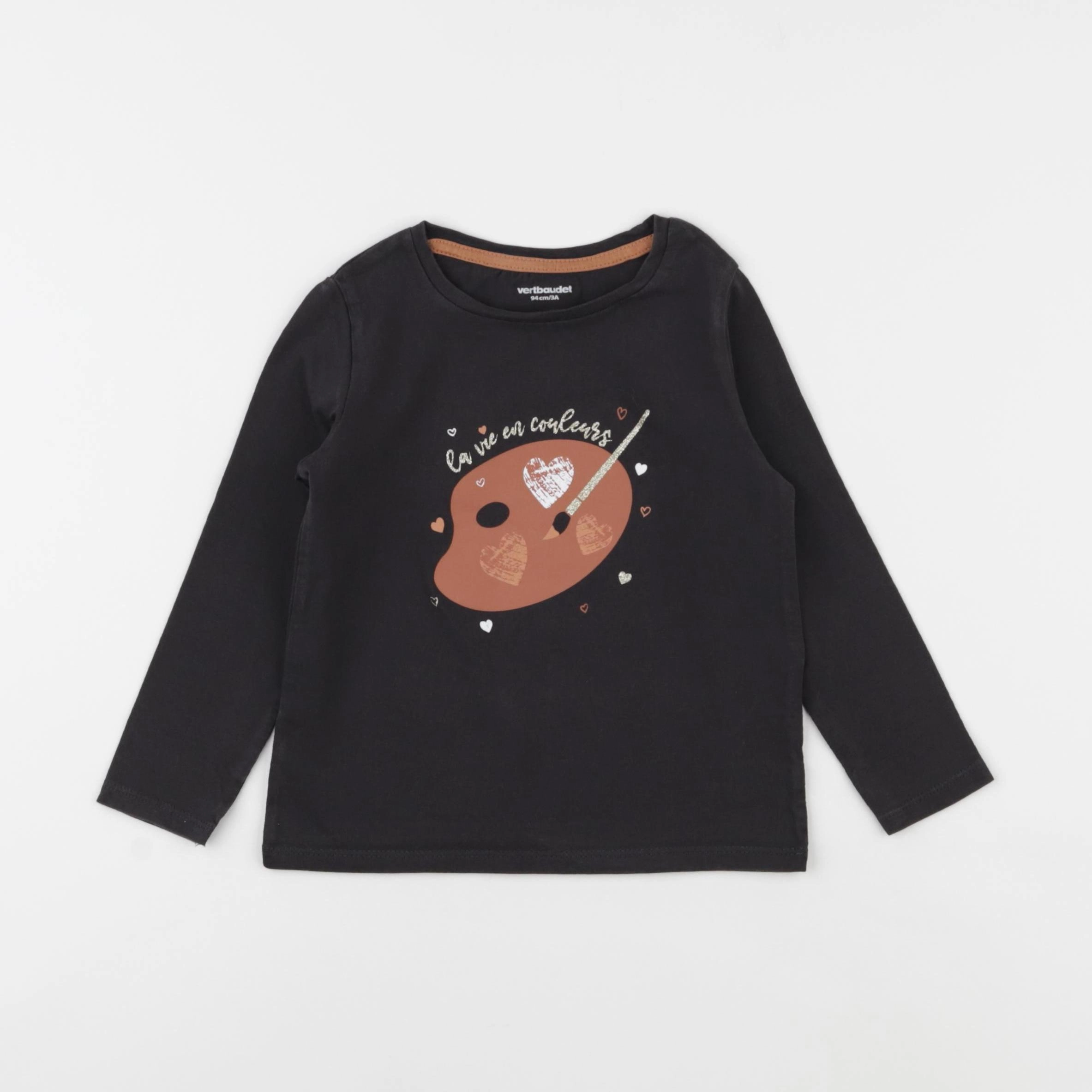Vertbaudet - tee-shirt noir - 3 ans