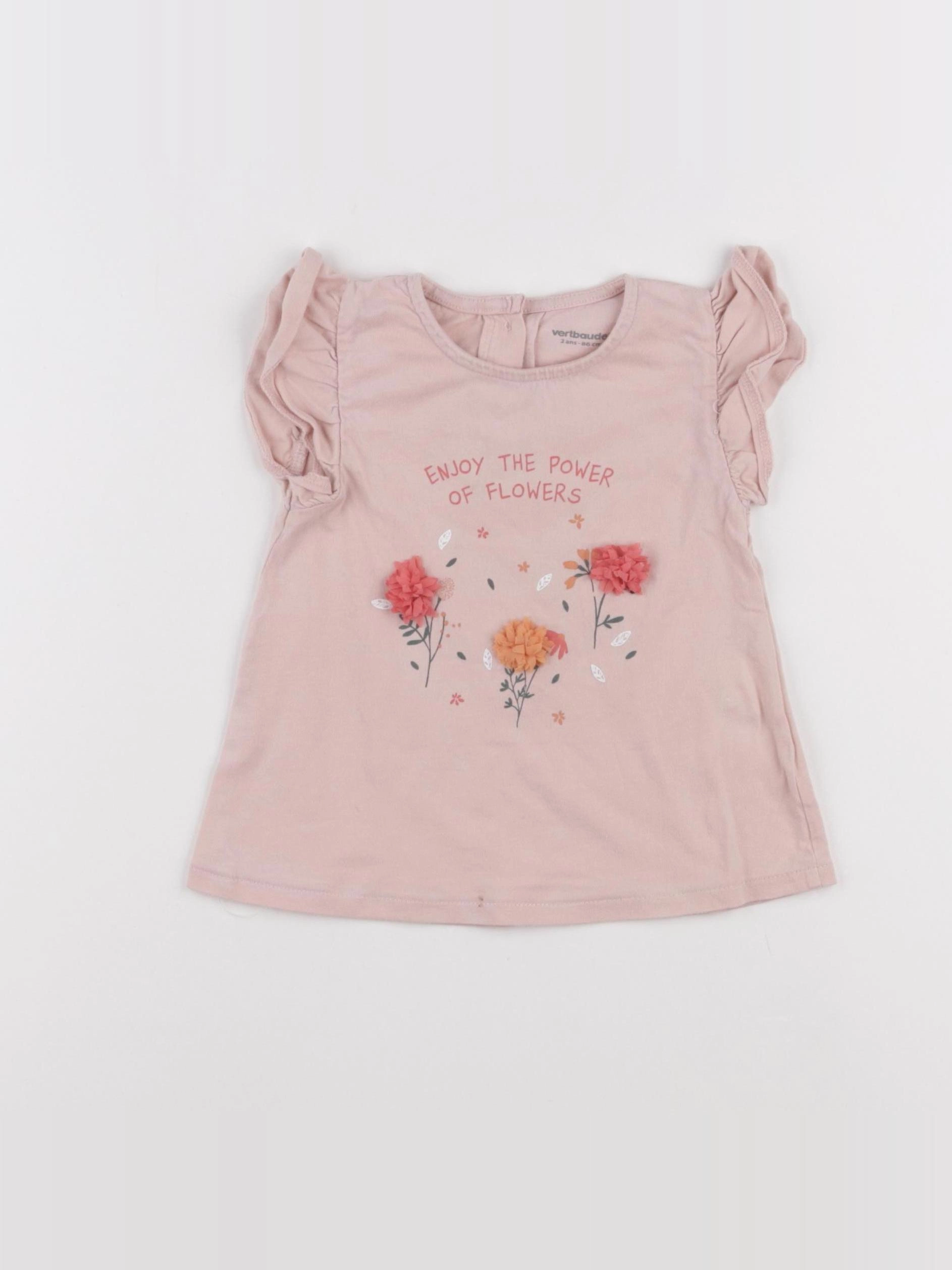 Vertbaudet - tee-shirt rose - 2 ans