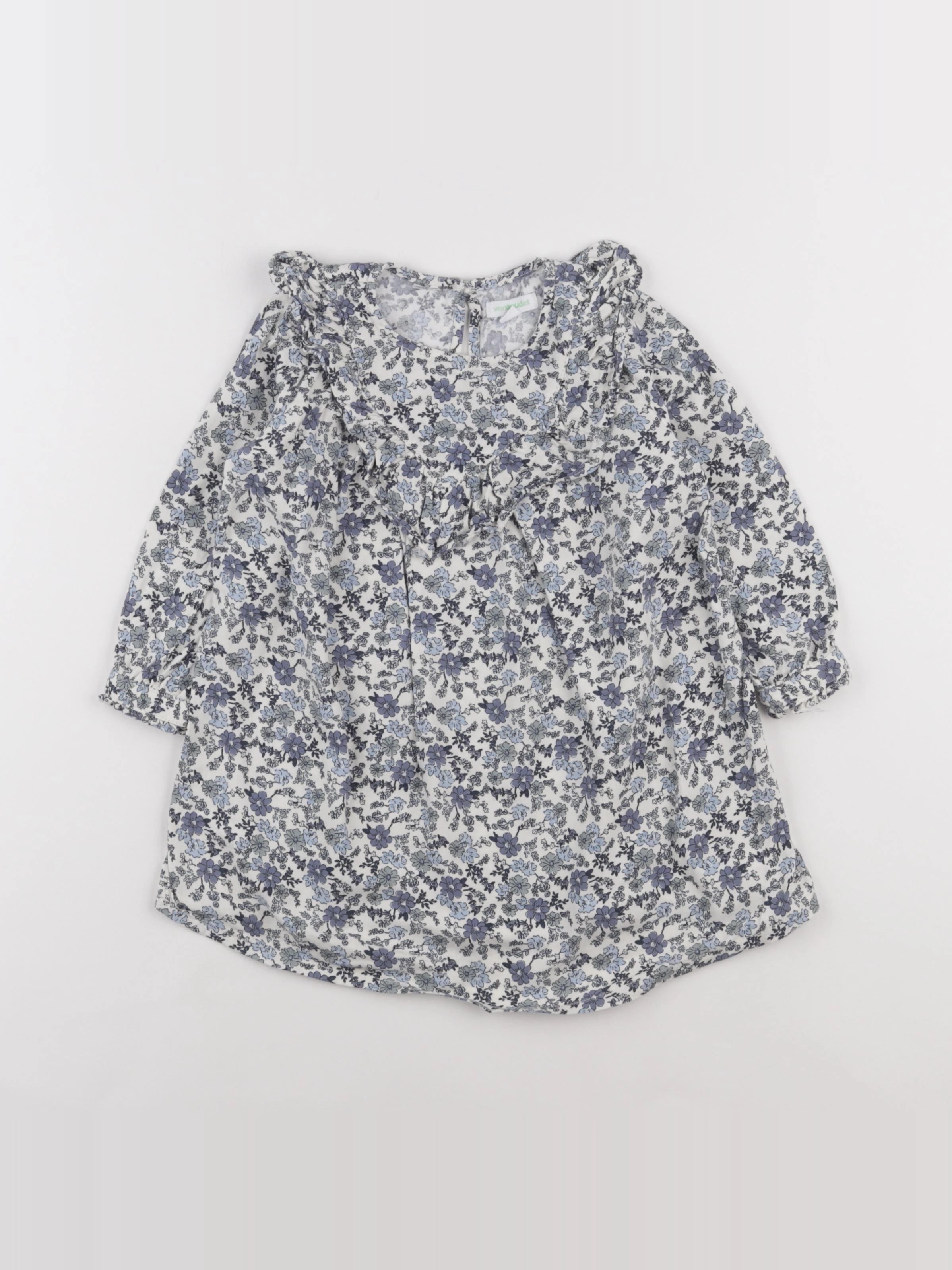 Vertbaudet - robe bleu, blanc - 2 ans