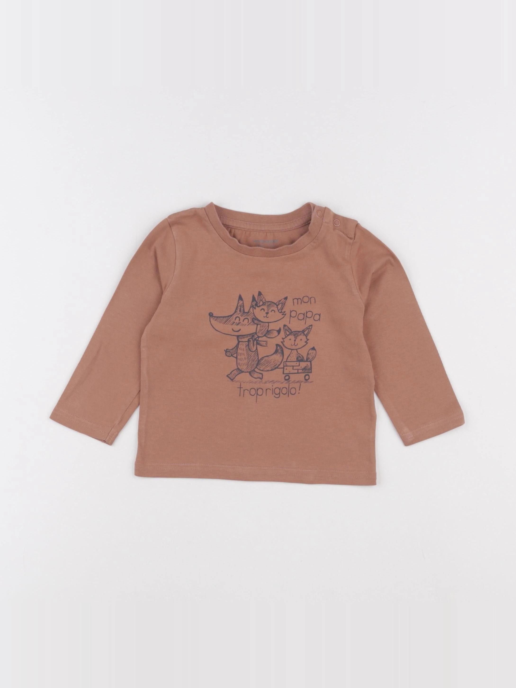 Vertbaudet - tee-shirt marron - 9 mois