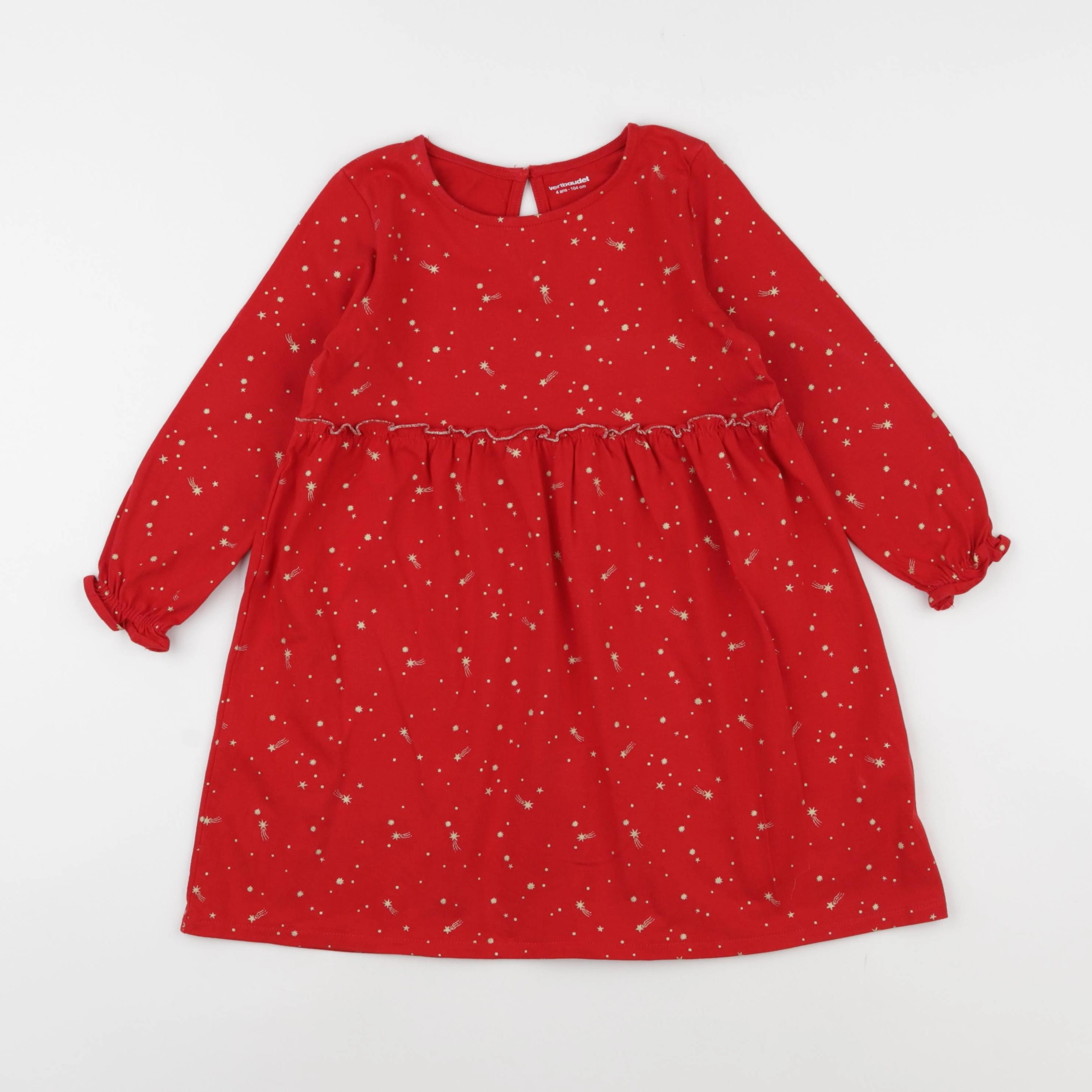 Vertbaudet - robe velours rouge - 4 ans