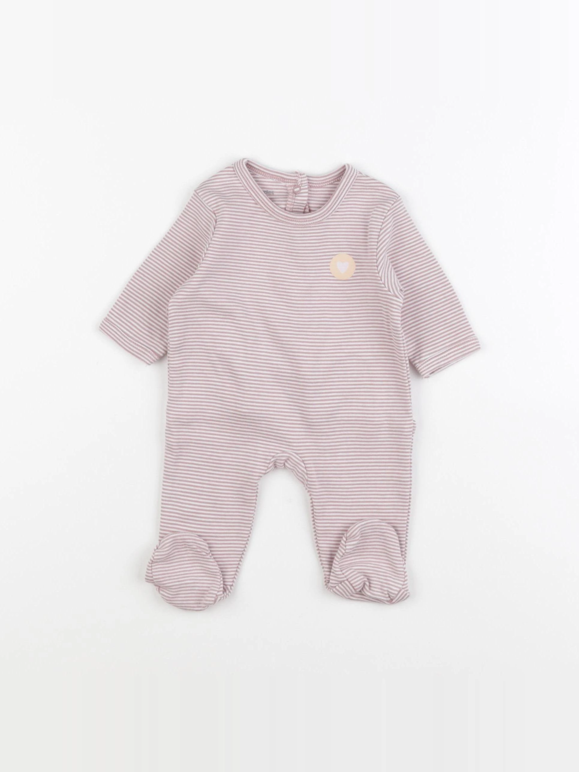 Vertbaudet - pyjama coton violet - 1 mois