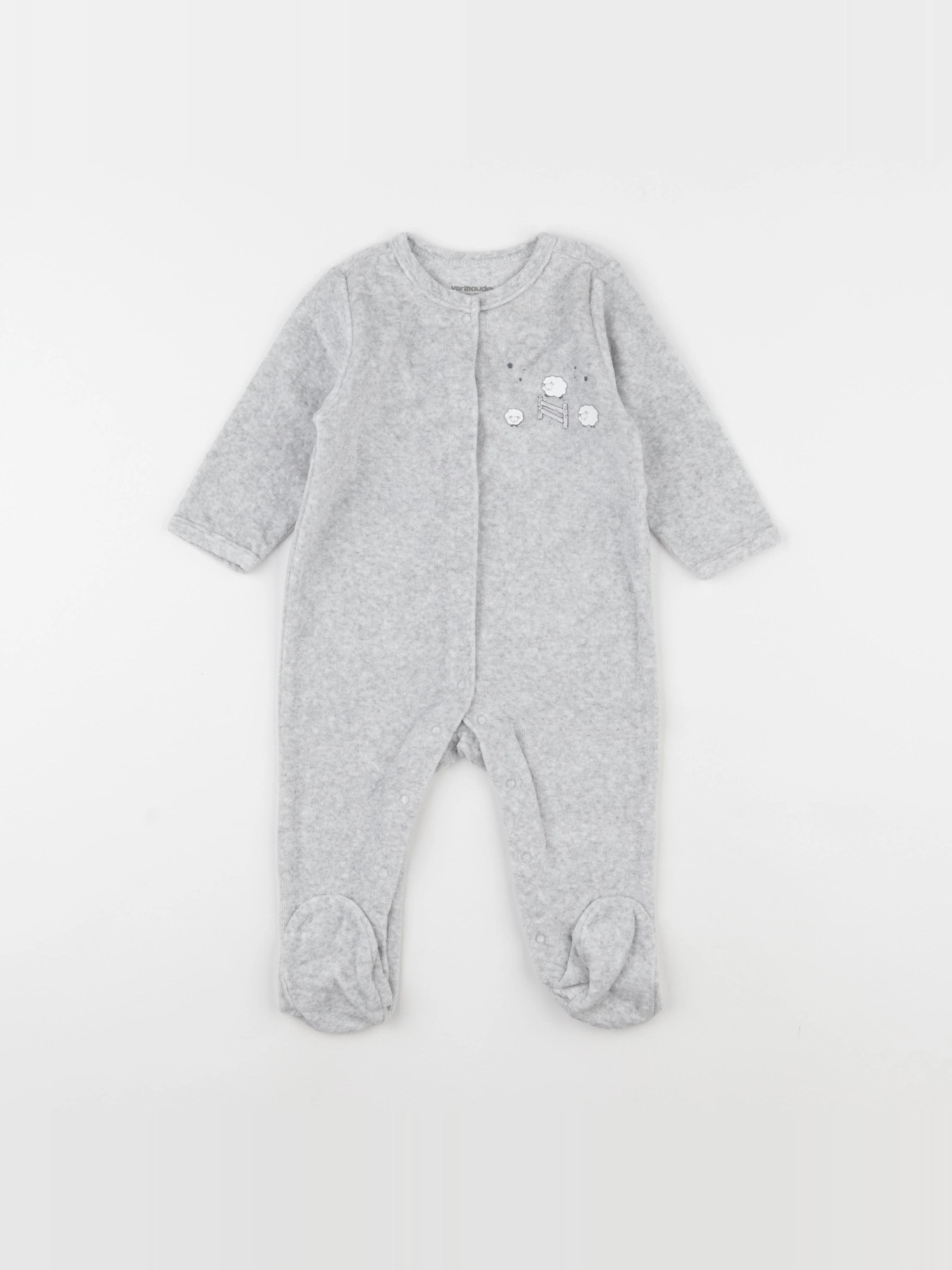 Vertbaudet - pyjama velours gris - 6 mois