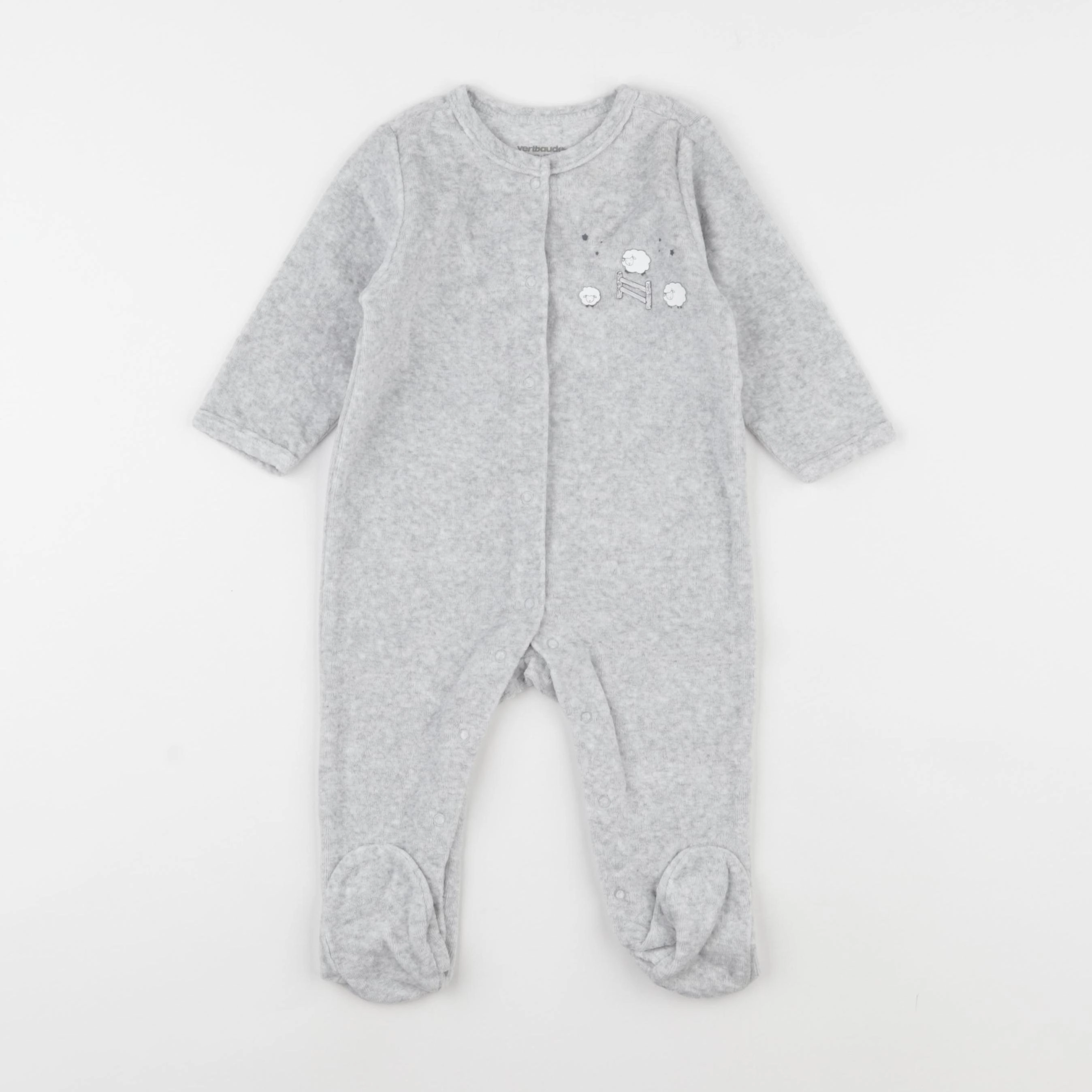 Vertbaudet - pyjama velours gris - 6 mois