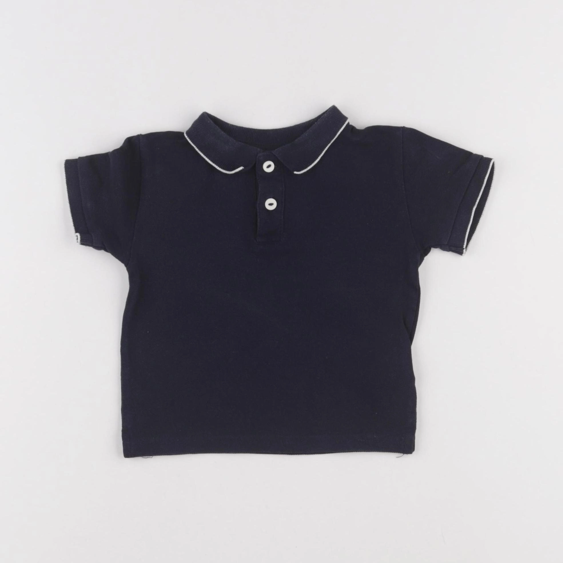 H&M - polo bleu - 3/6 mois