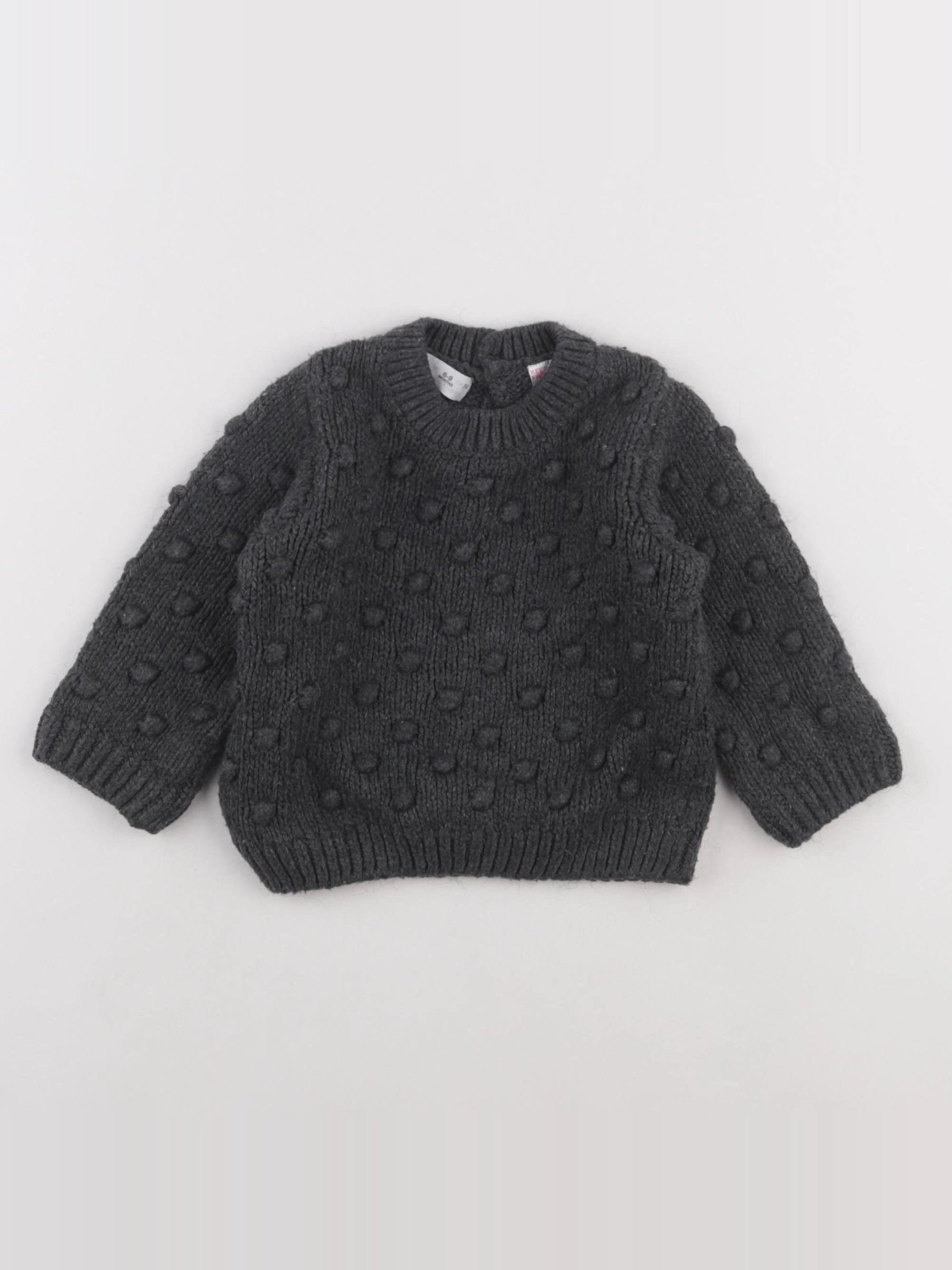 Zara - pull gris - 6/9 mois