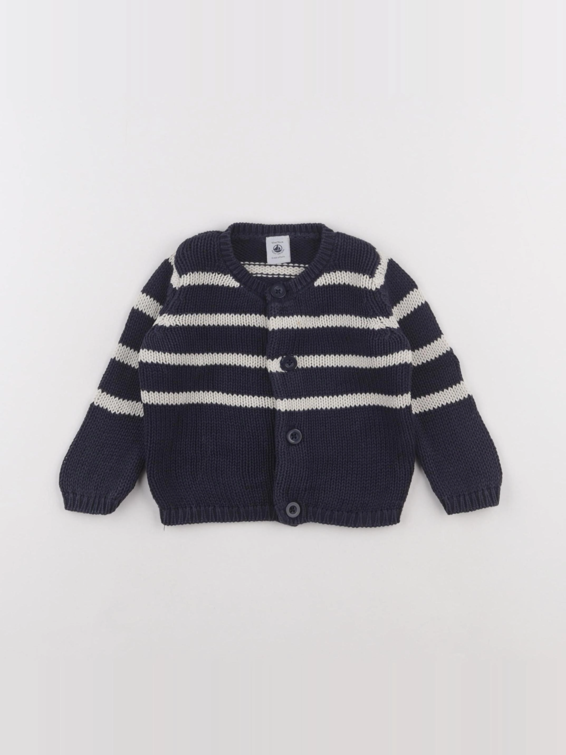 Petit Bateau - gilet bleu - 12 mois