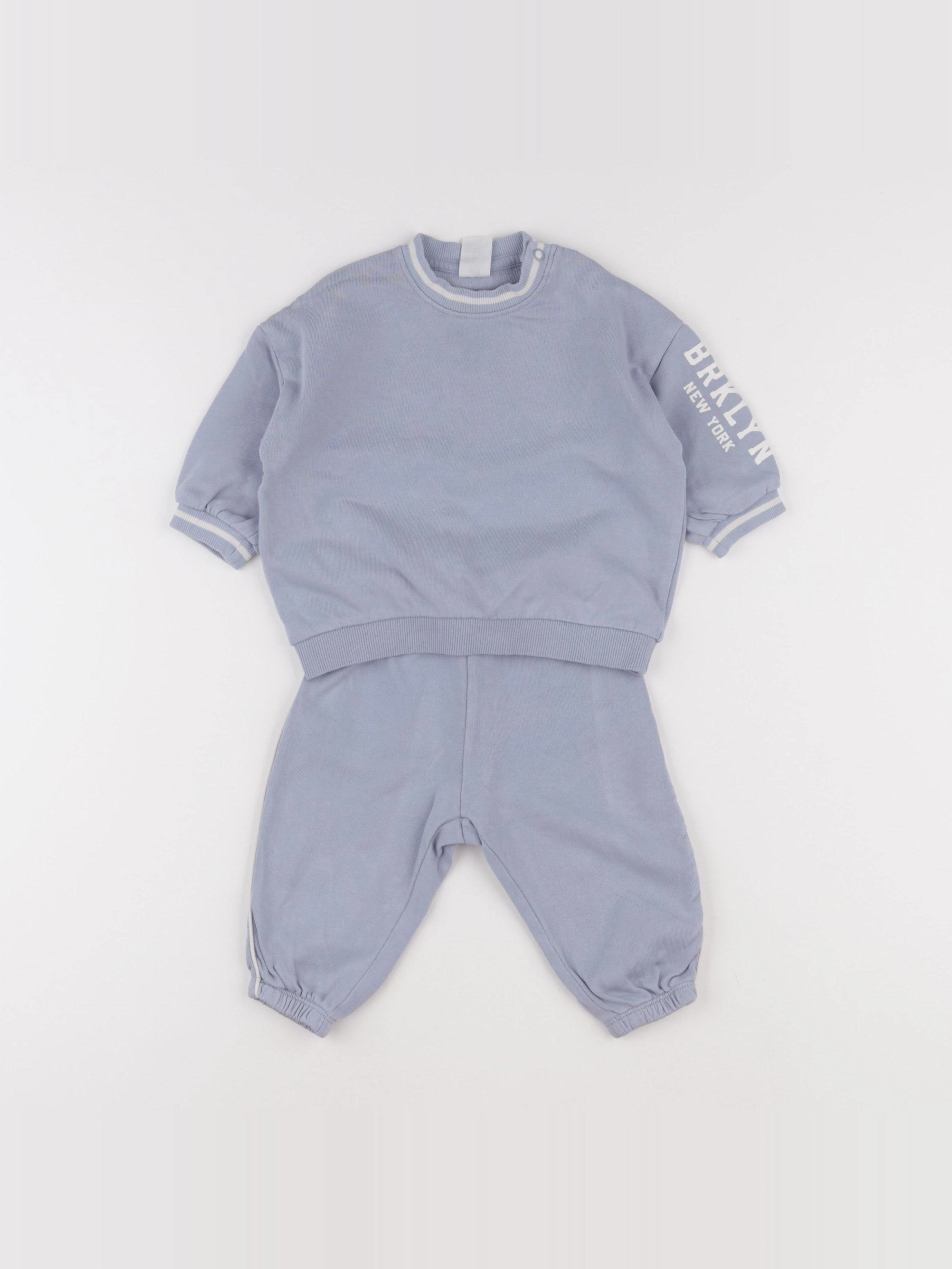 H&M - ensemble bleu - 3/6 mois