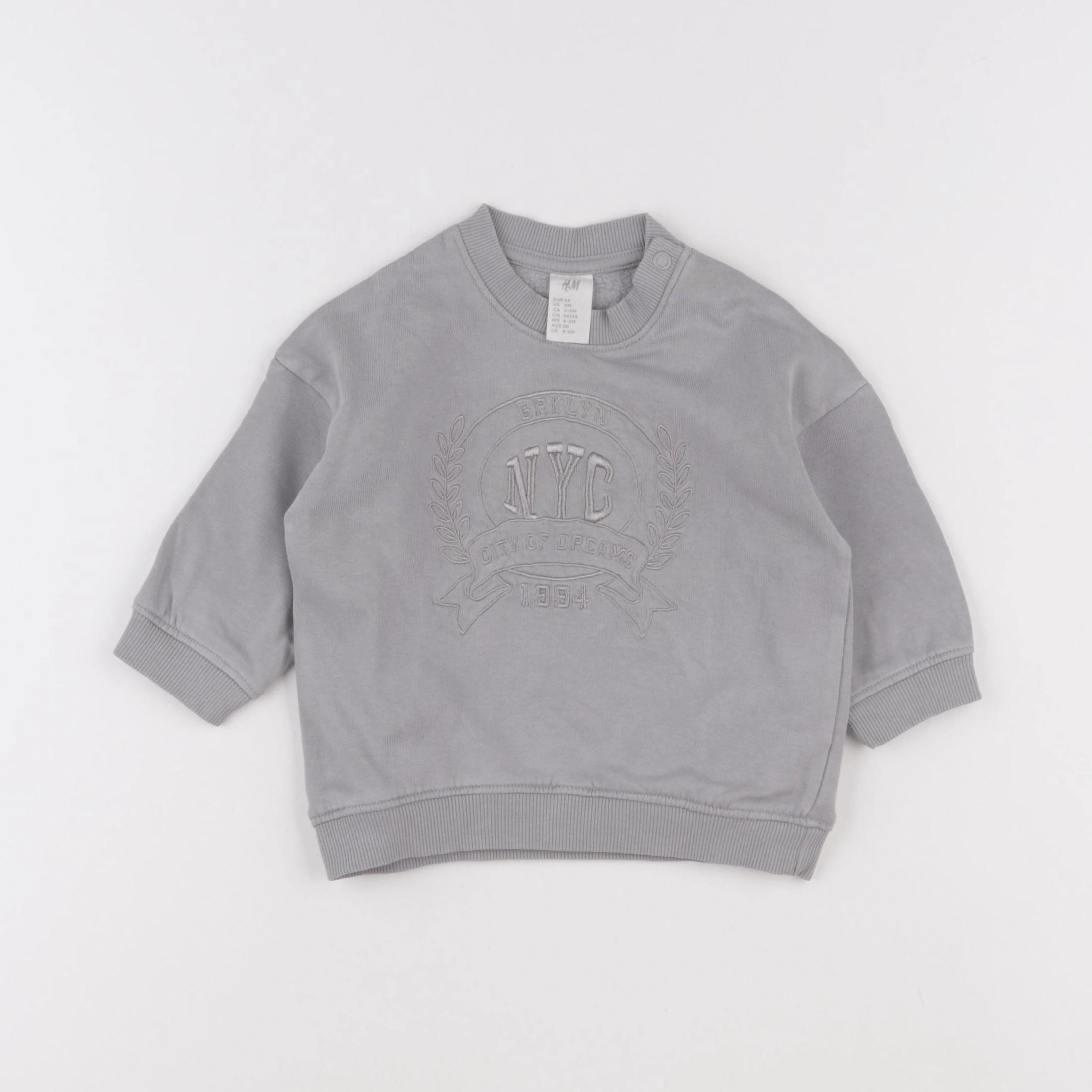 H&M - sweat gris - 3/6 mois
