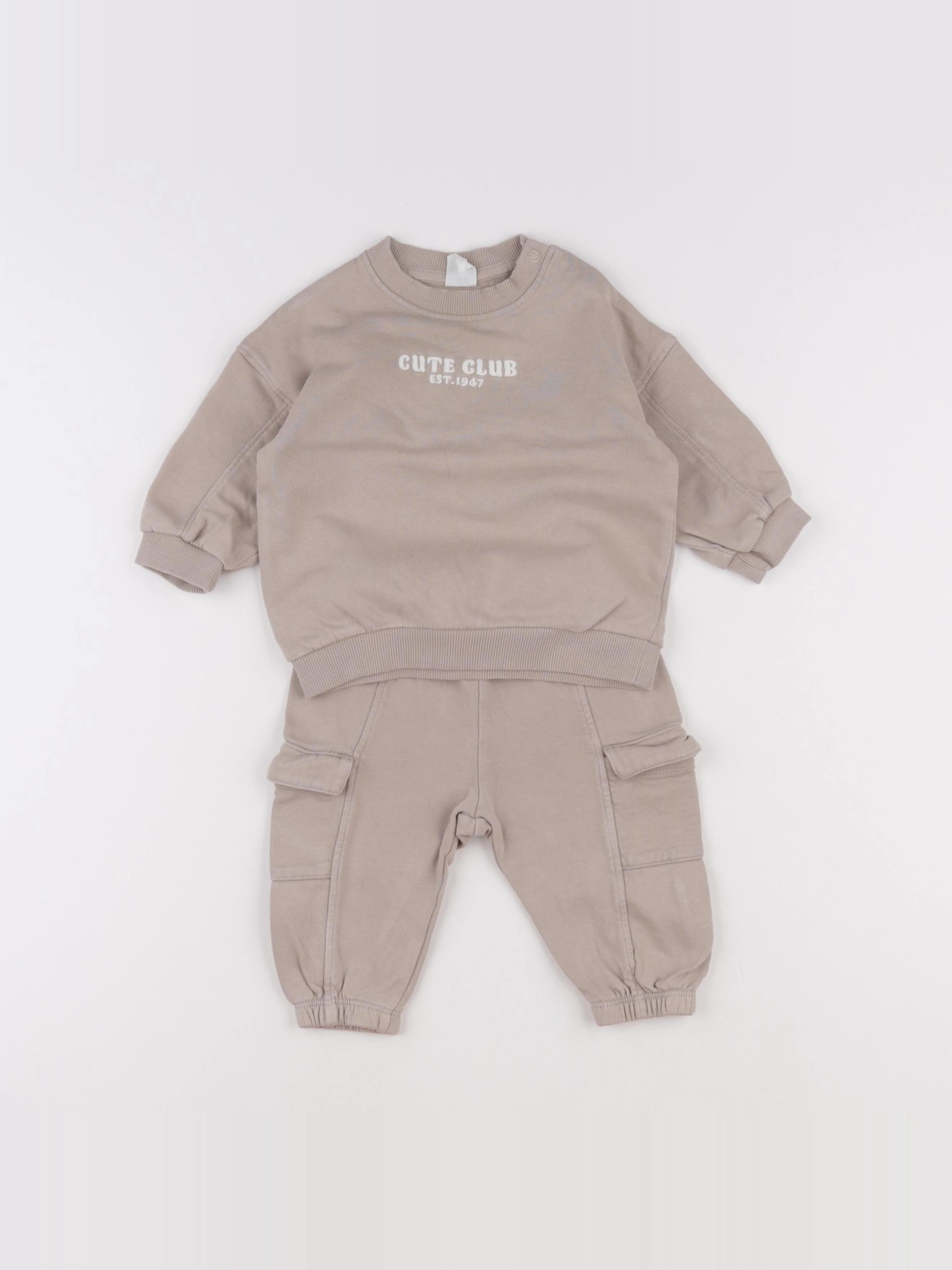 H&M - ensemble beige - 3/6 mois