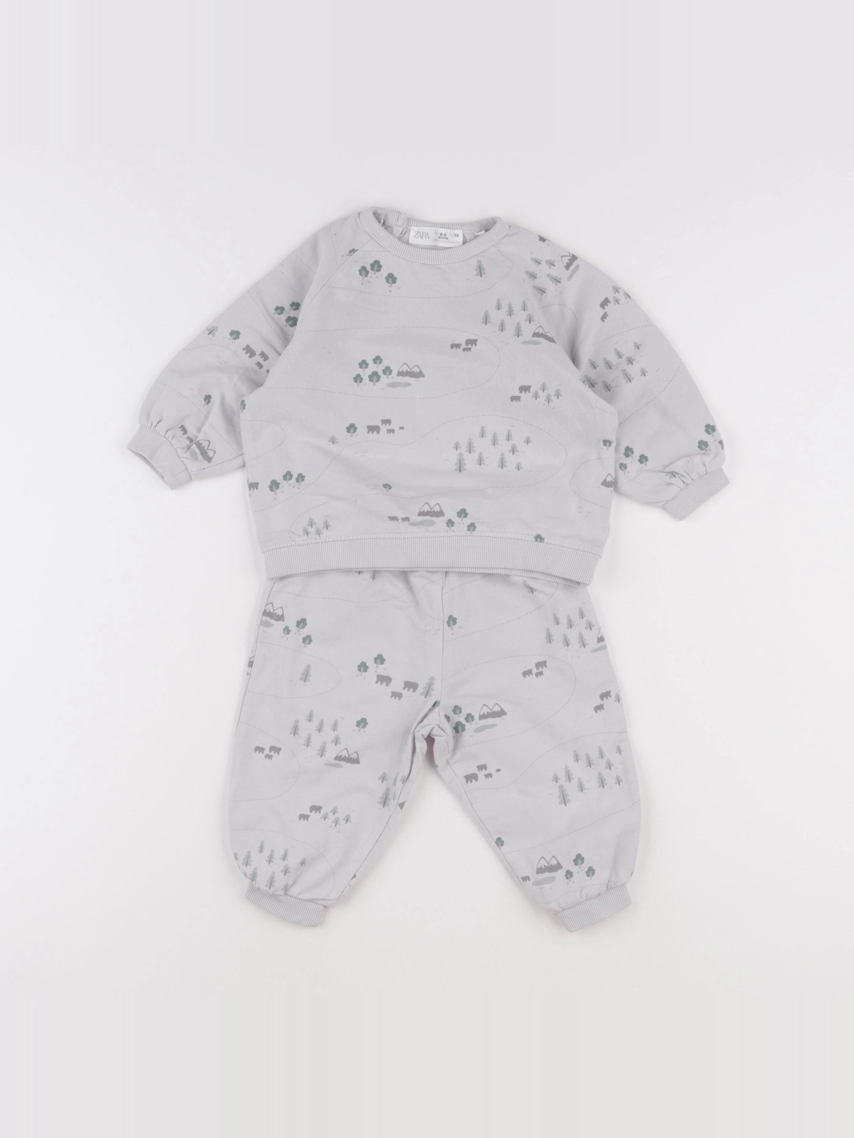 Zara - ensemble gris - 6/9 mois