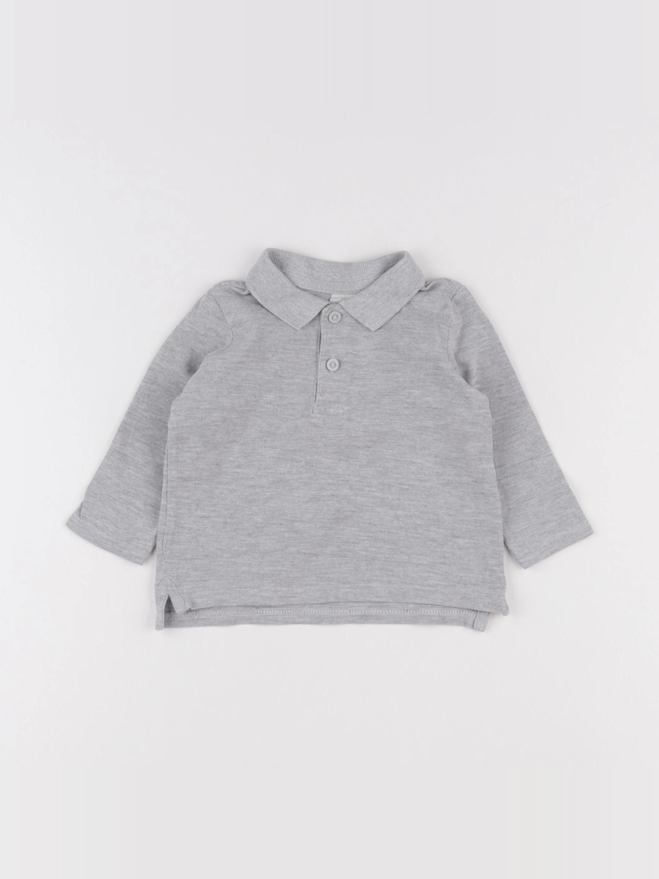 H&M - polo gris - 3/6 mois