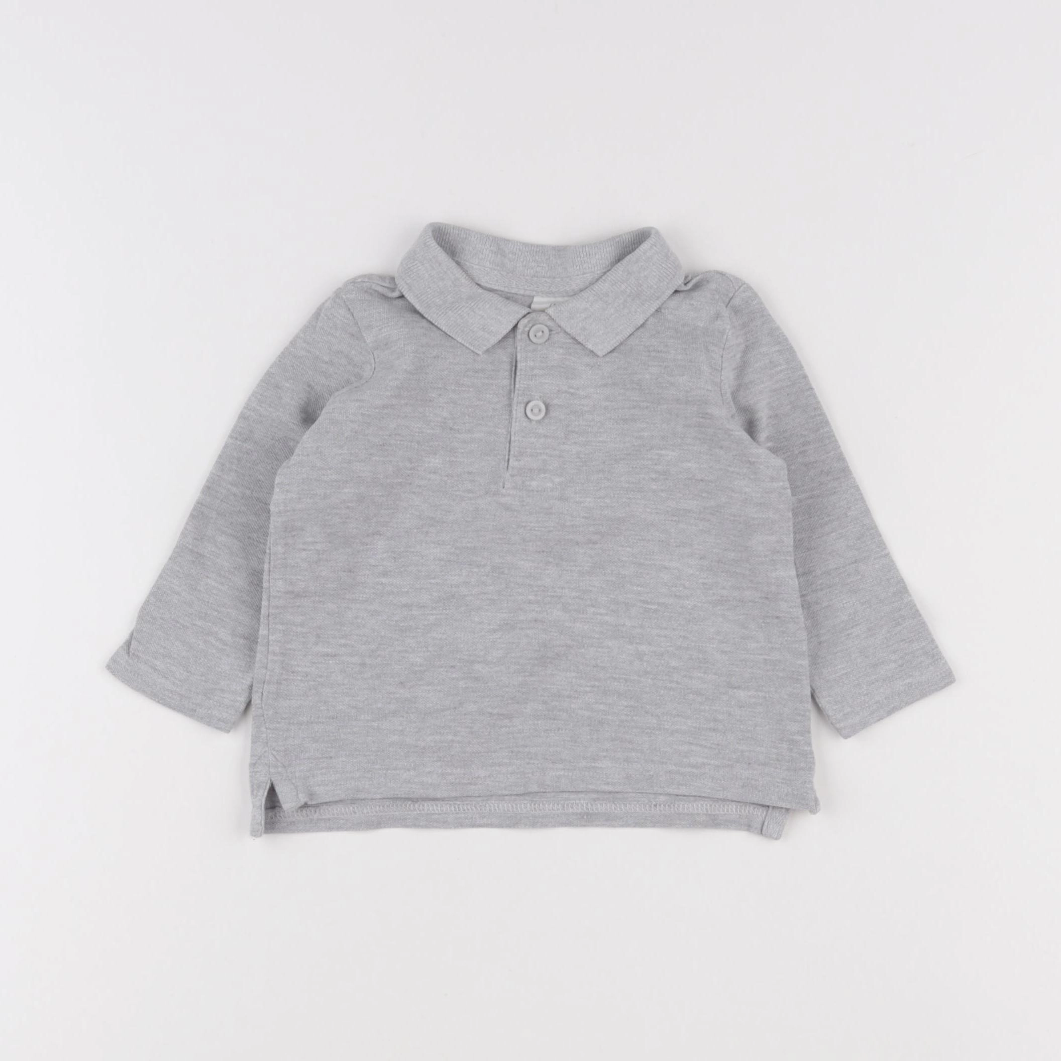 H&M - polo gris - 3/6 mois