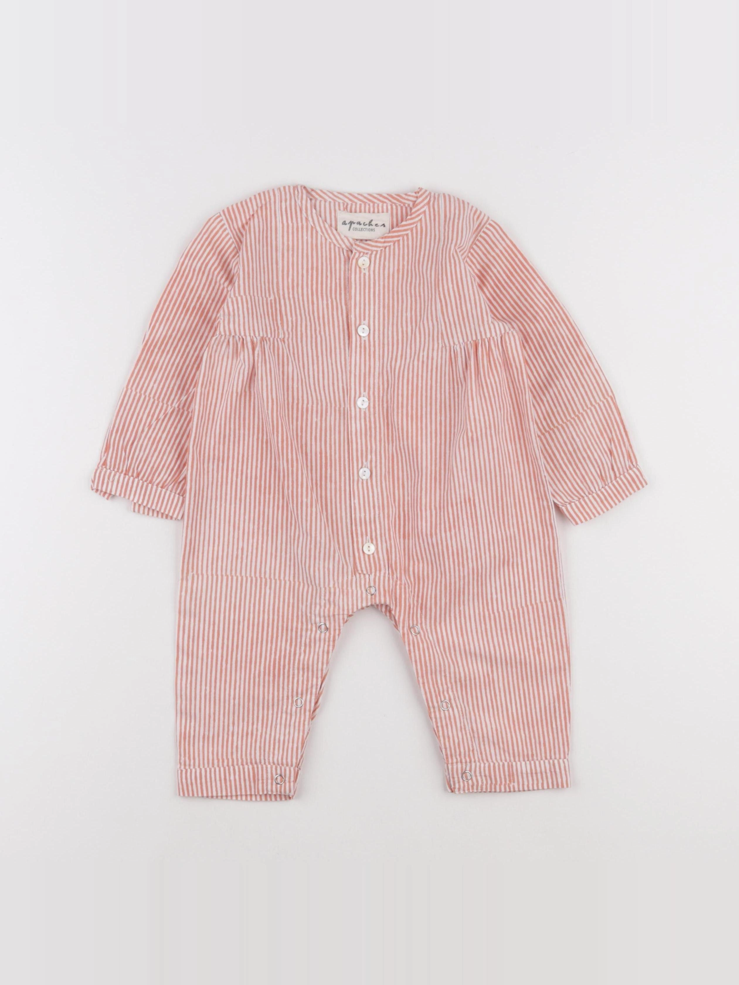 Apaches Collections - combinaison rose, blanc - 6 mois