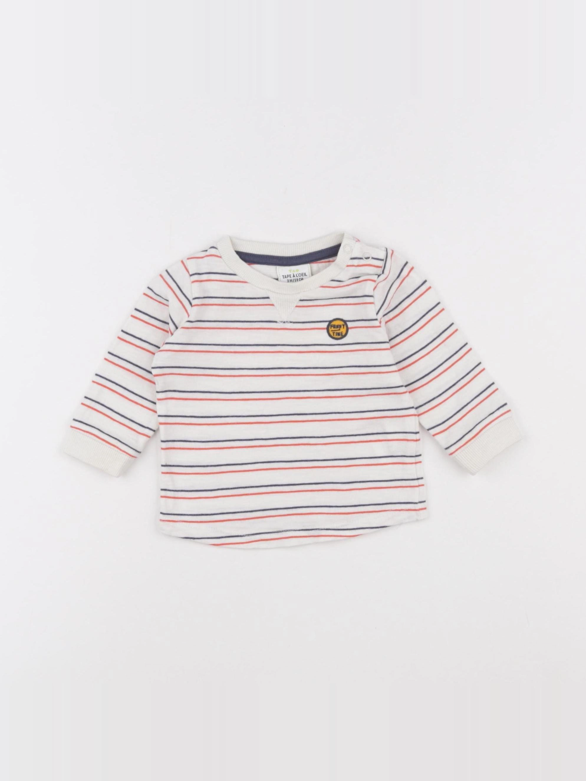 Tape à l'oeil - tee-shirt blanc, bleu - 3 mois