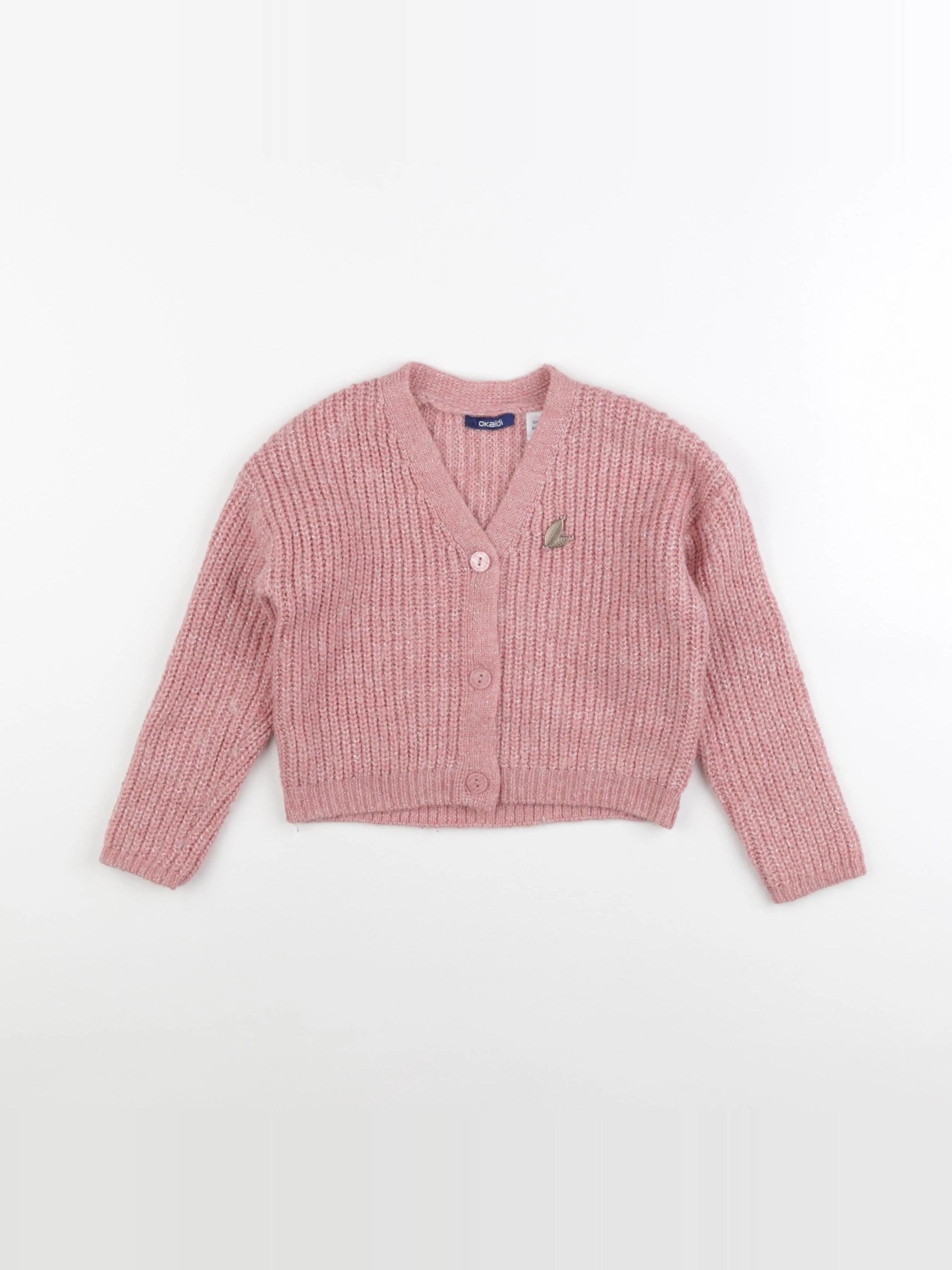 Okaidi - gilet rose, argent - 3 ans